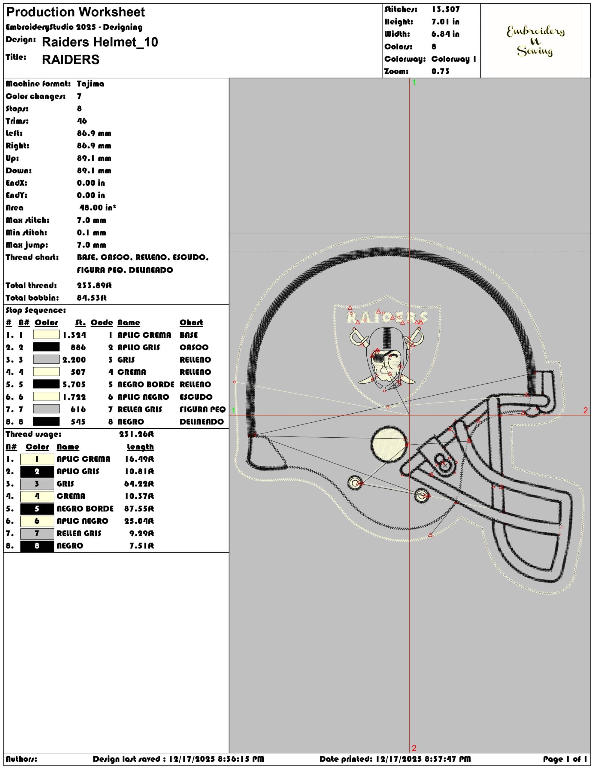 Raiders Helmet- Elegant embroidery design file - instant download — view 3