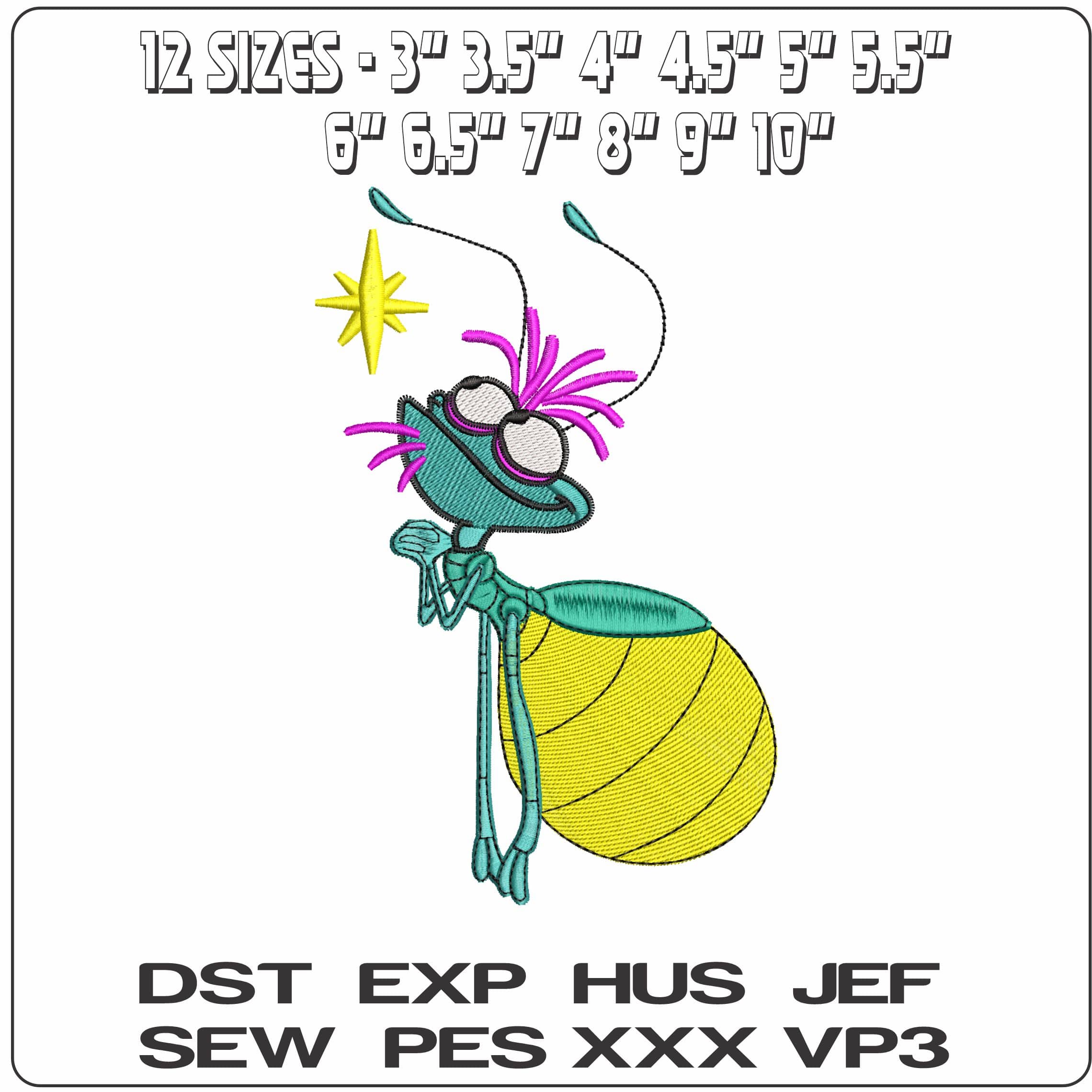 Ray Bug going to the Light- Elegant embroidery design file - instant download — view 2