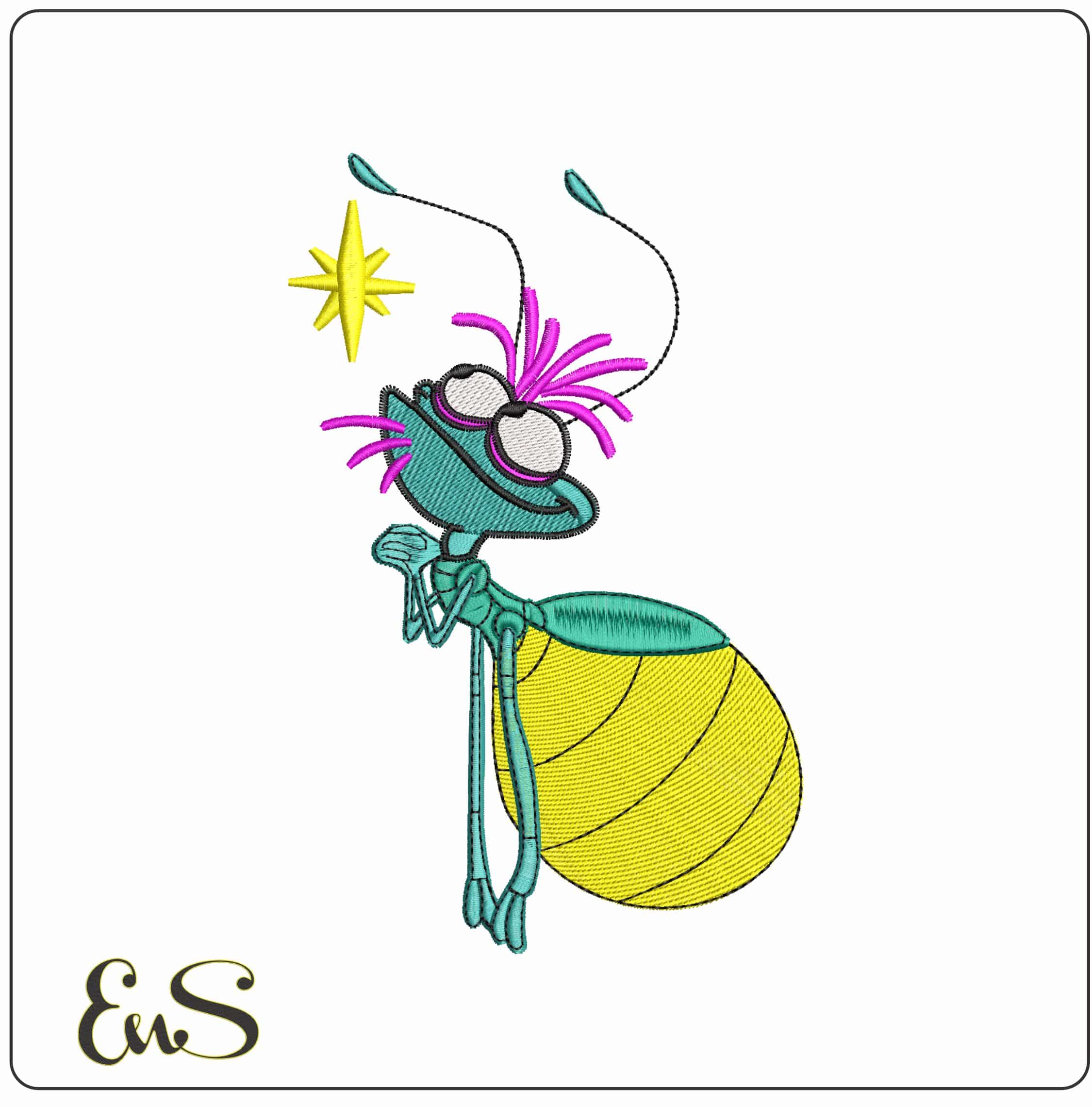 Ray Bug going to the Light- Elegant embroidery design file - instant download