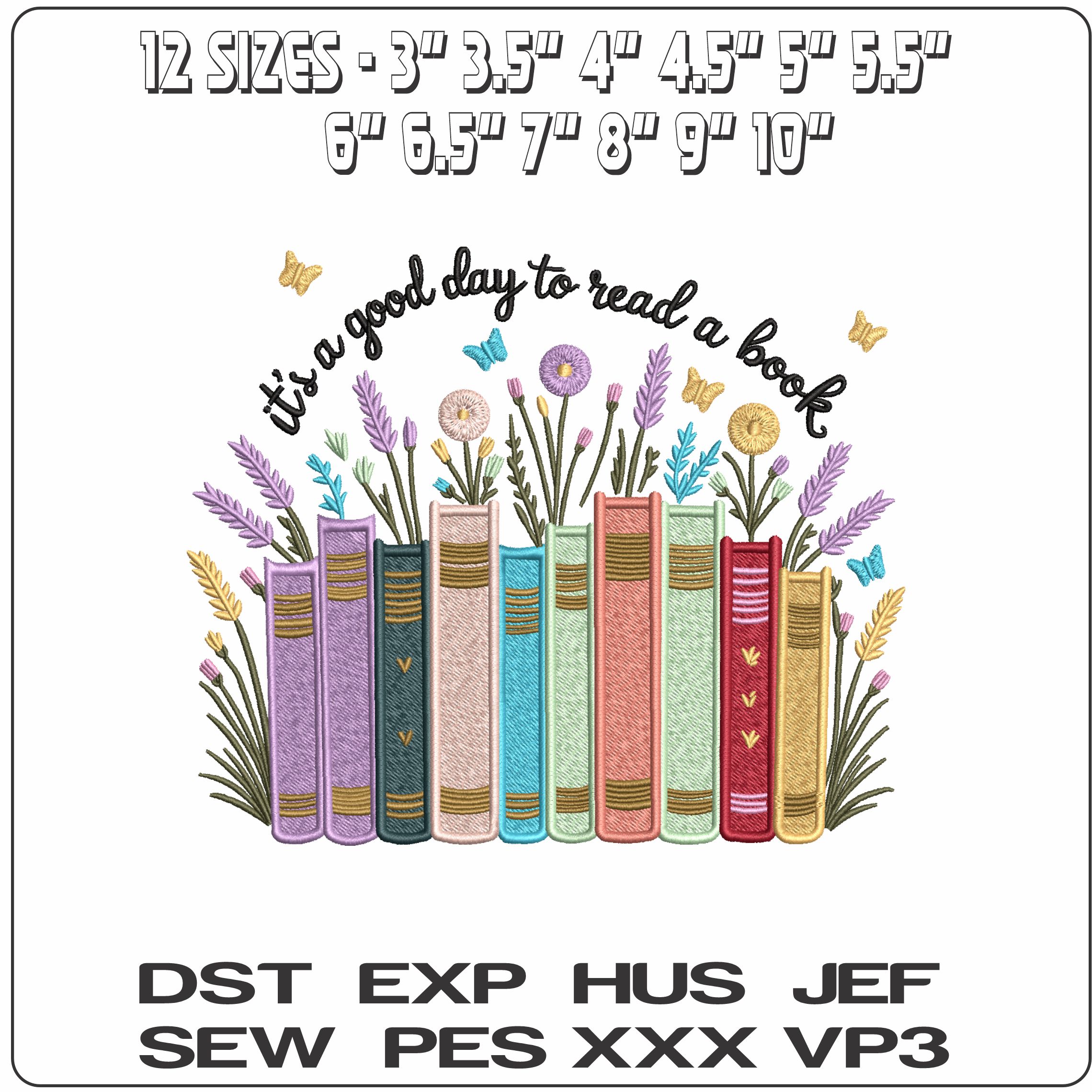 Read a book- Elegant embroidery design file - instant download — view 2