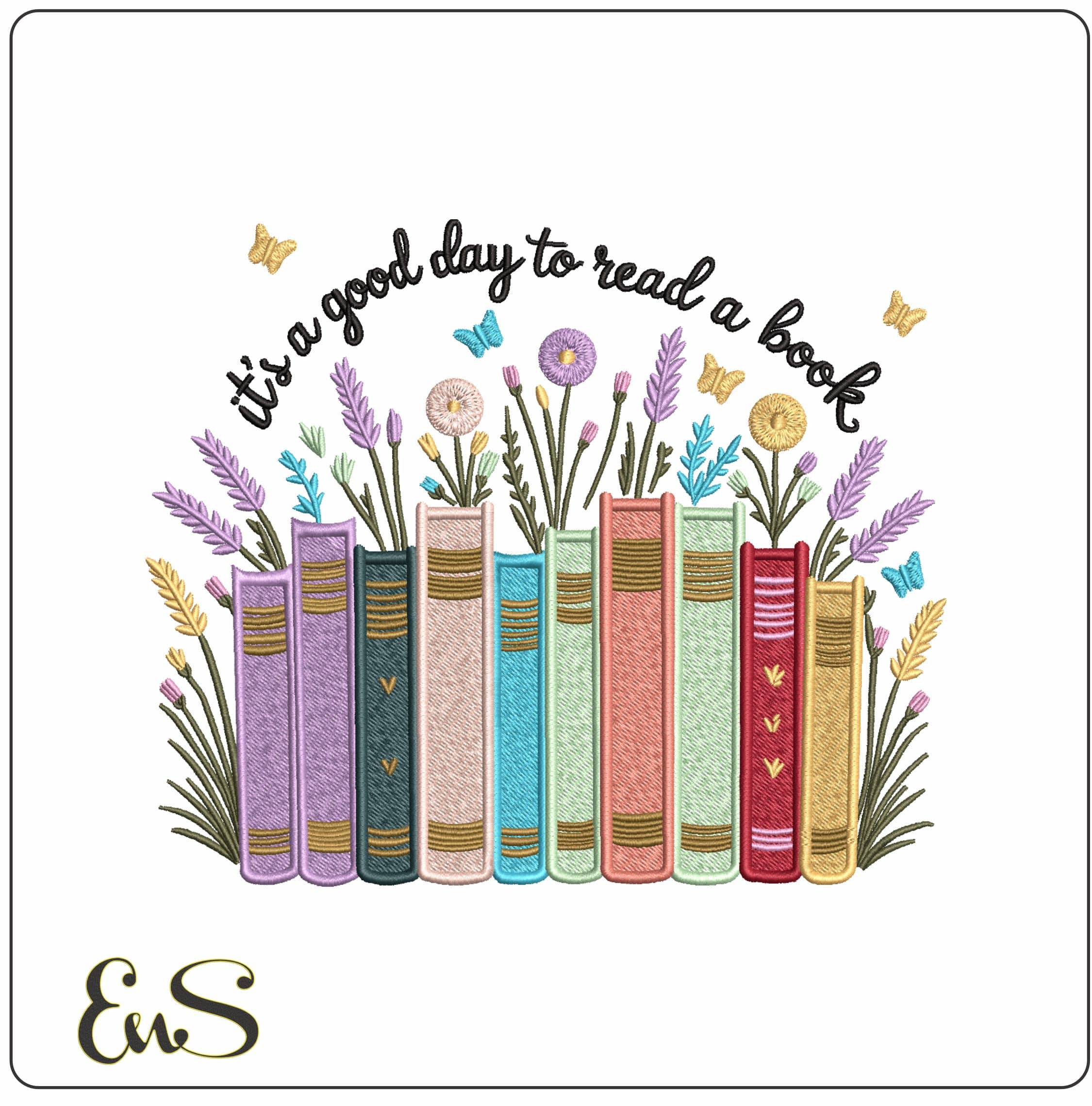 Read a book- Elegant embroidery design file - instant download