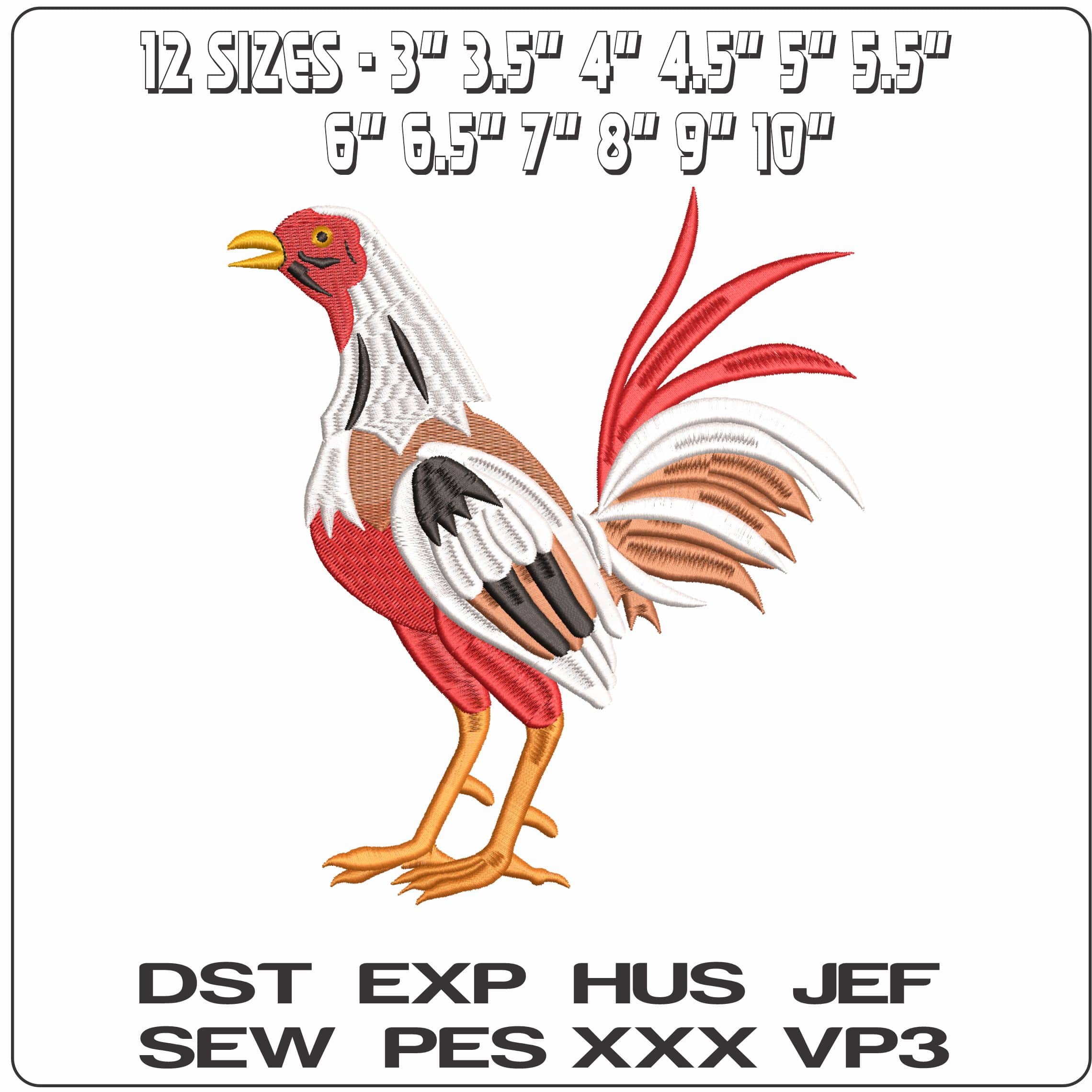 Red Rooster Gallo- Elegant embroidery design file - instant download — view 2