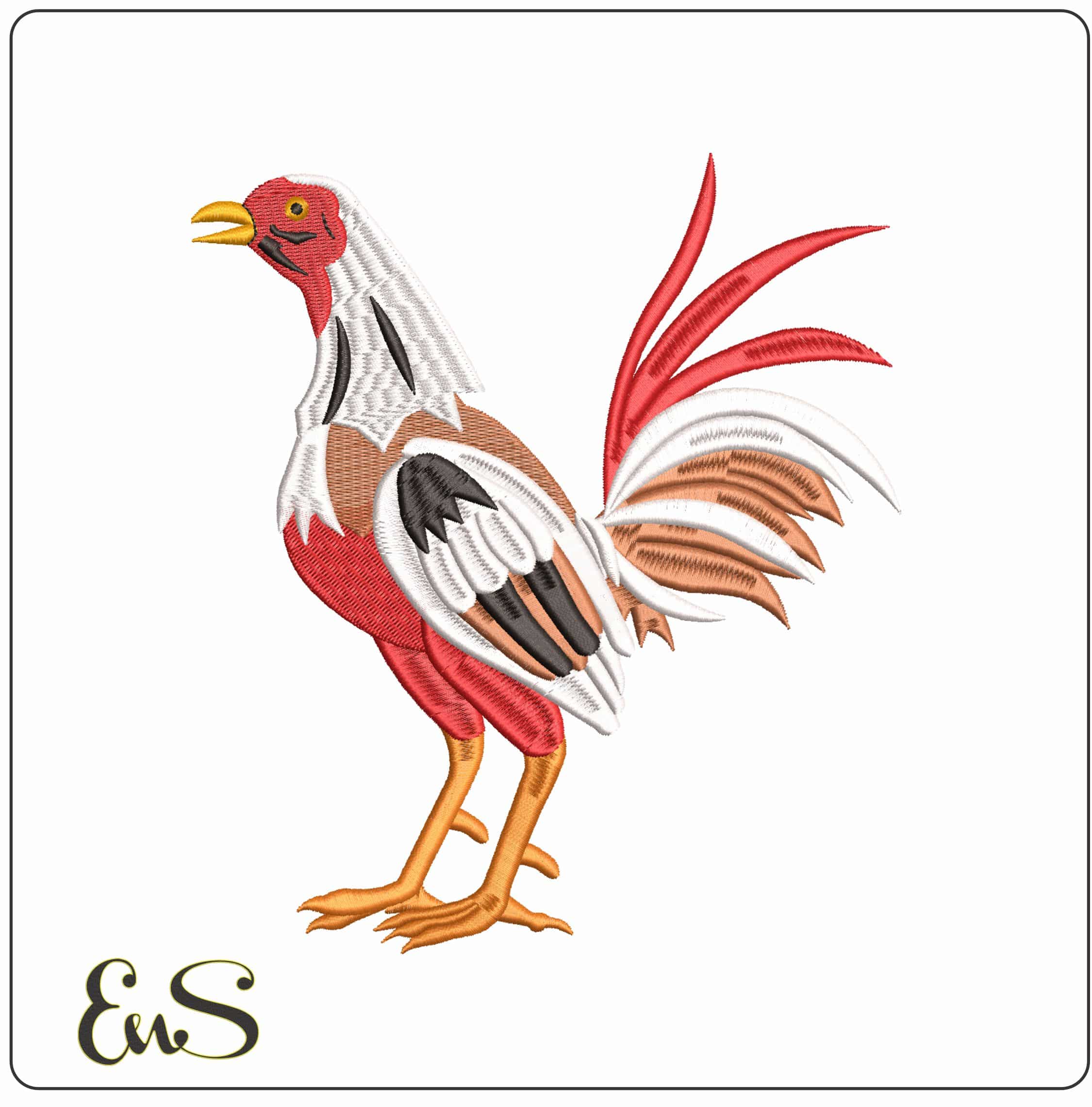 Red Rooster Gallo- Elegant embroidery design file - instant download