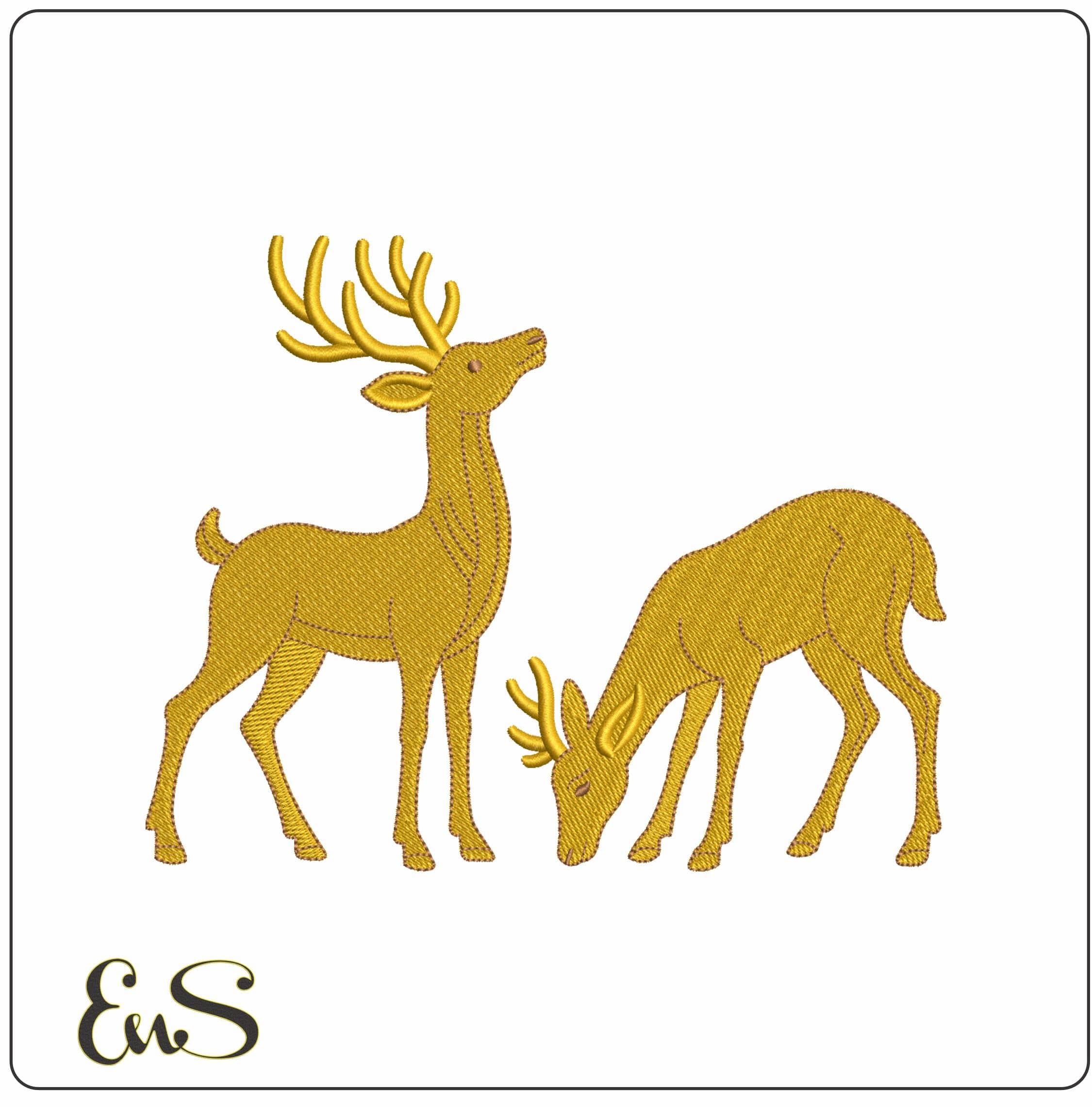 Reindeer eating- Elegant embroidery design file - instant download