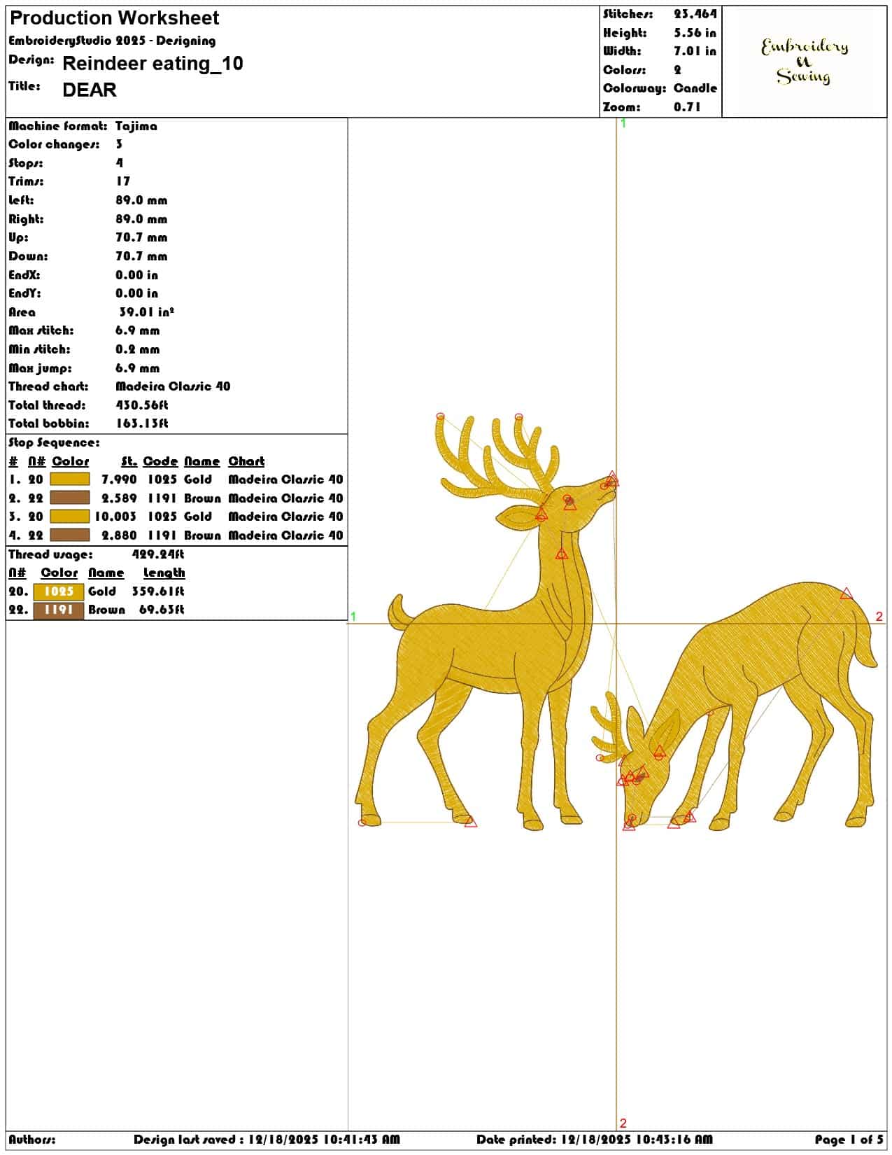 Reindeer eating- Elegant embroidery design file - instant download — view 3