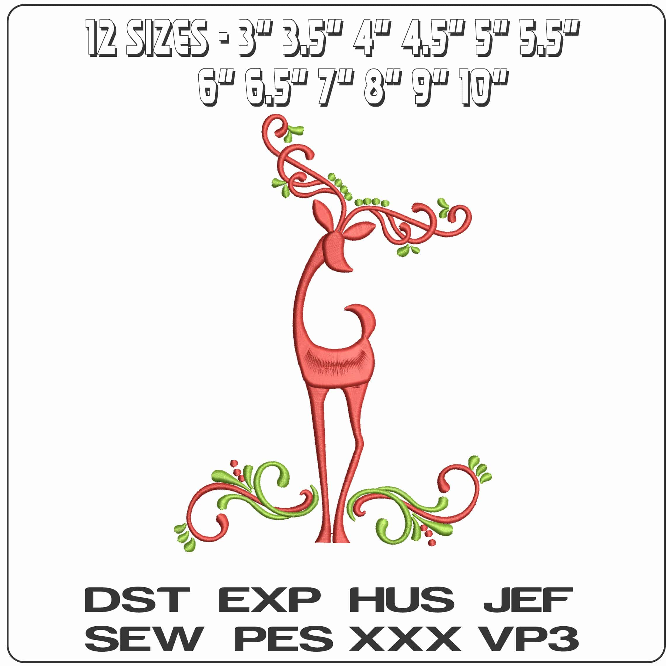 Reindeer Outline- Elegant embroidery design file - instant download — view 2