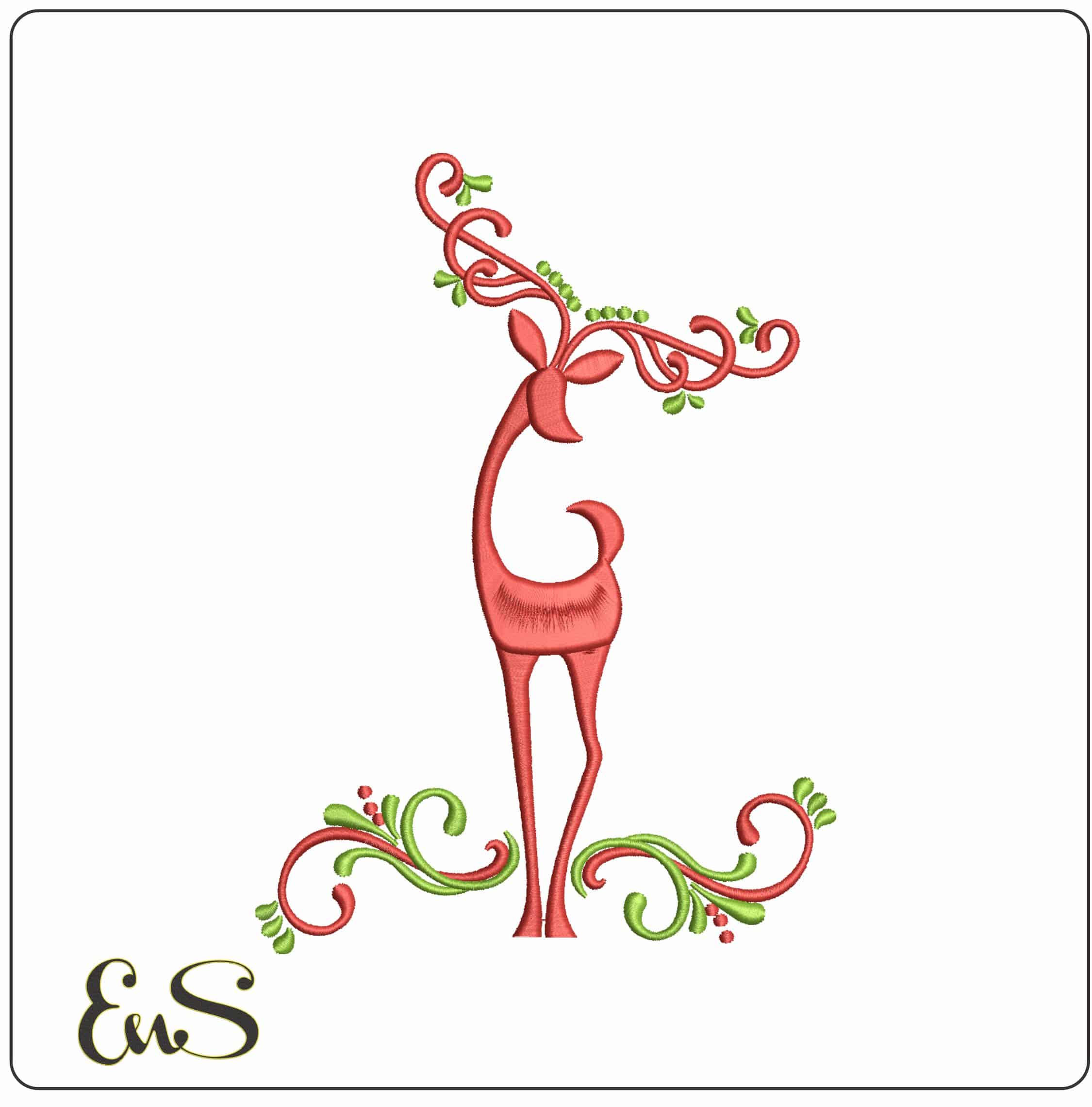 Reindeer Outline- Elegant embroidery design file - instant download