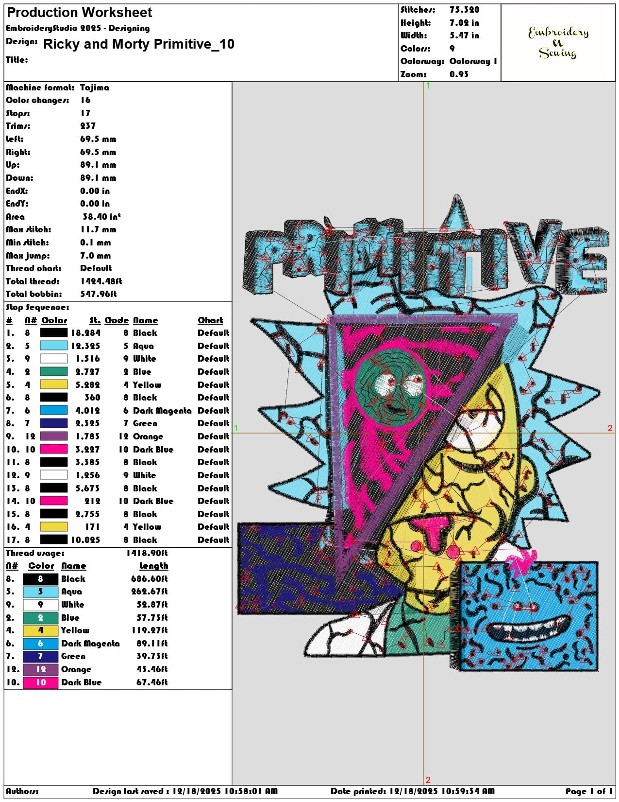 Ricky and Morty Primitive- Elegant embroidery design file - instant download — view 3