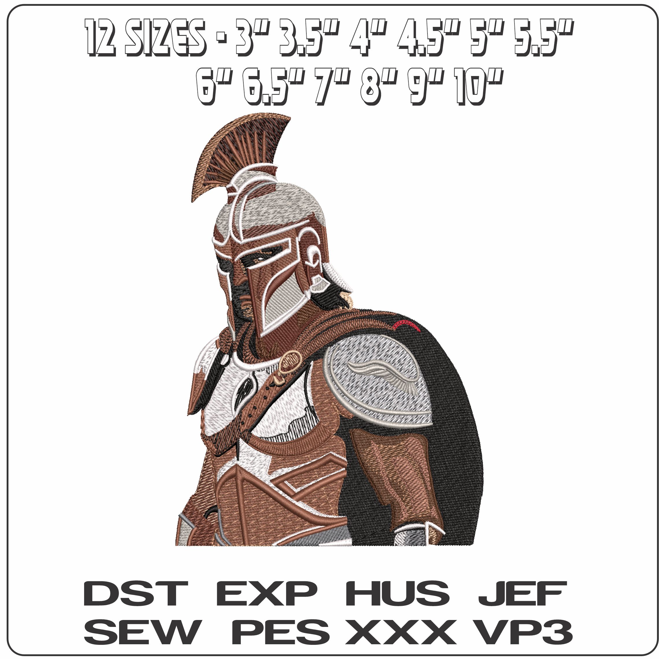 Roman Gladiator Ready to Fight- Elegant embroidery design file - instant download — view 2