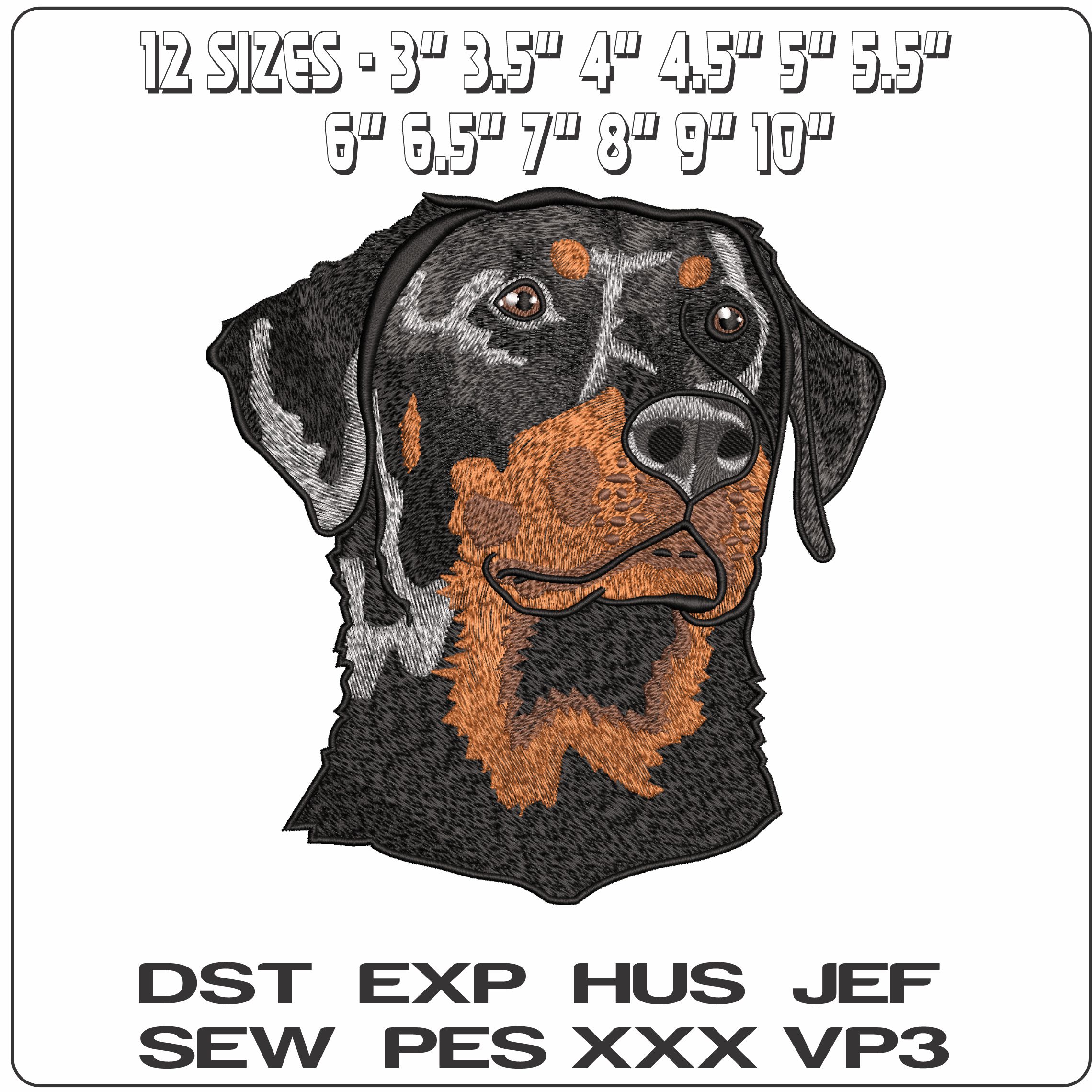Rotweiler dog head- Elegant embroidery design file - instant download — view 2