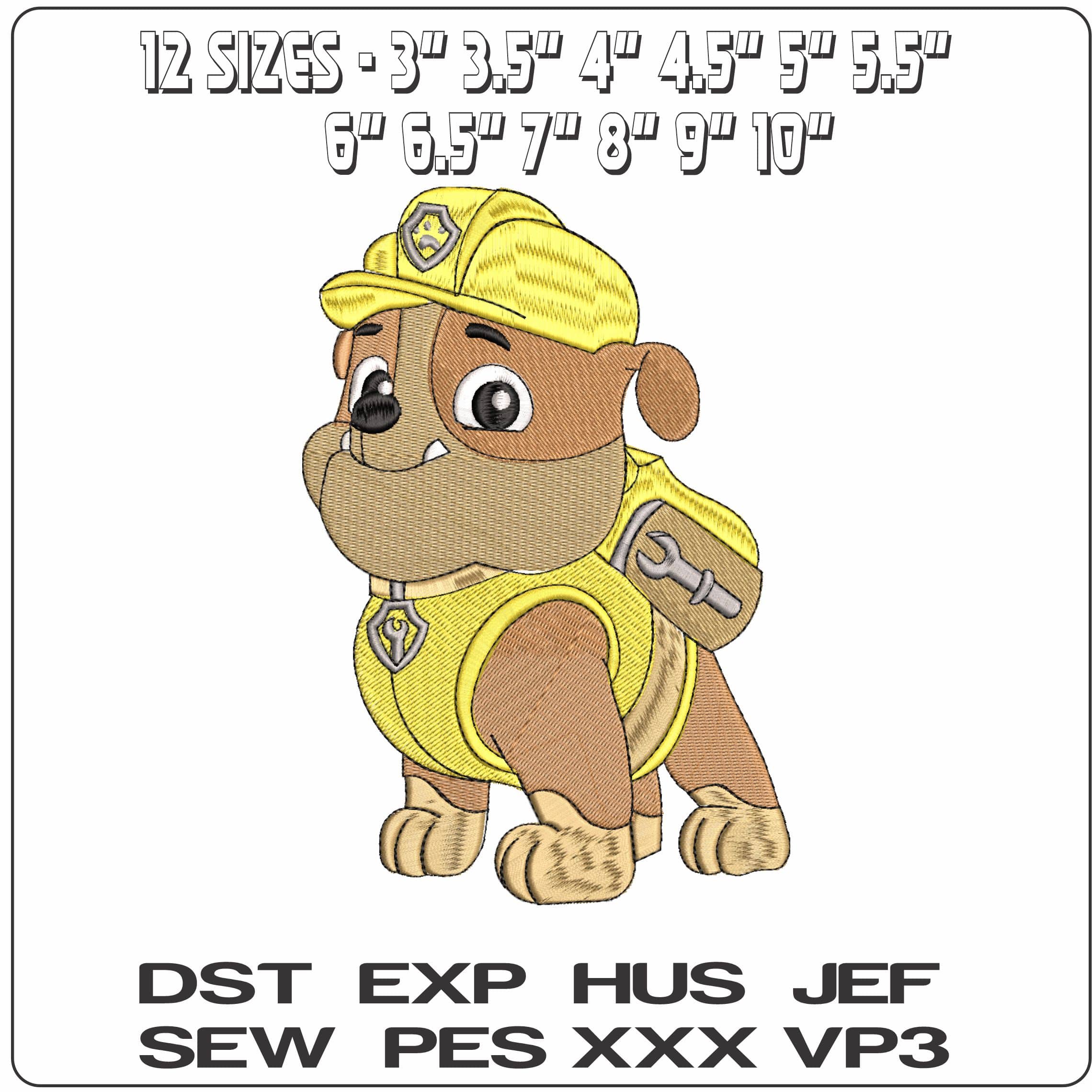 Rubble Paw Patrol- Elegant embroidery design file - instant download — view 2