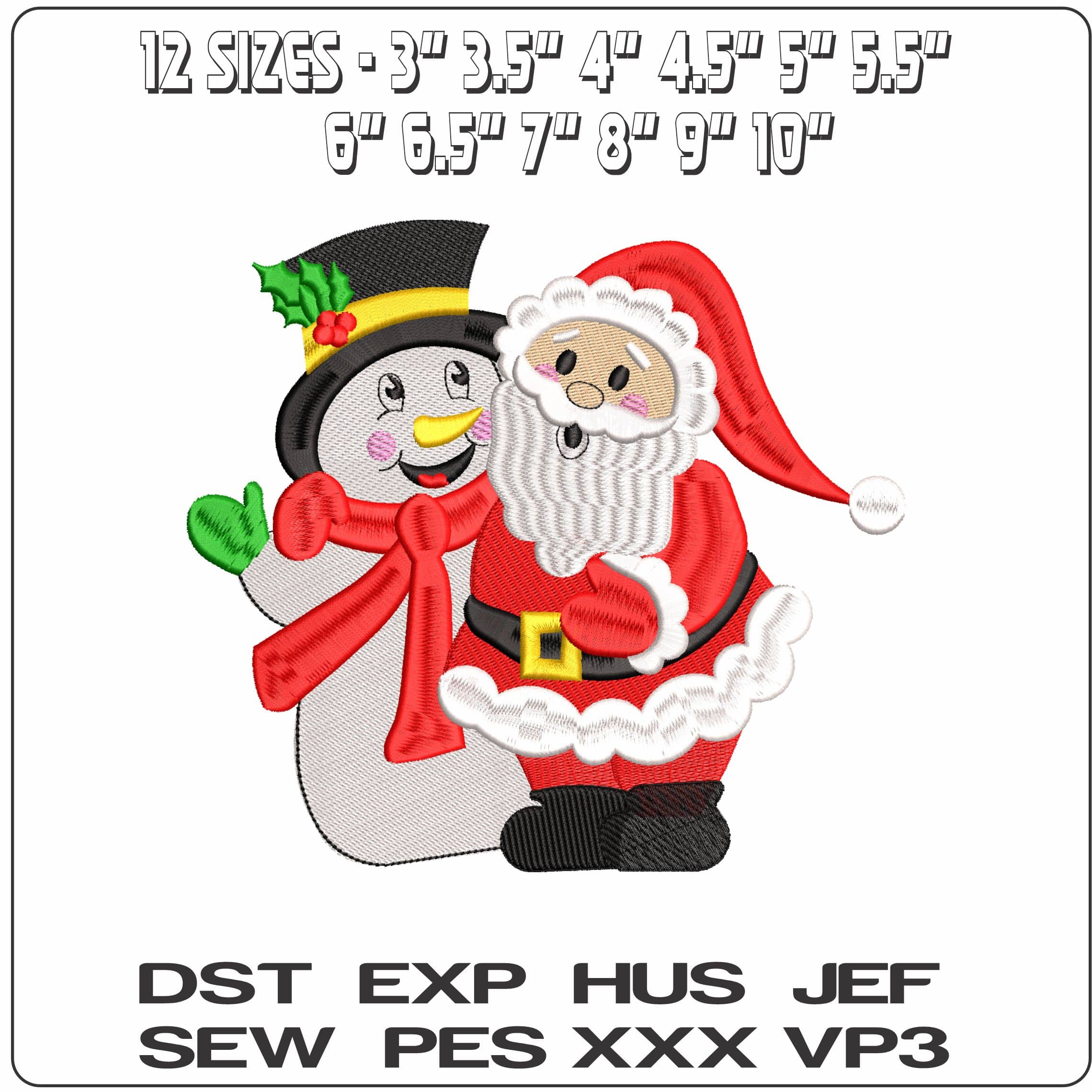 Santa and a Snowman- Elegant embroidery design file - instant download — view 2