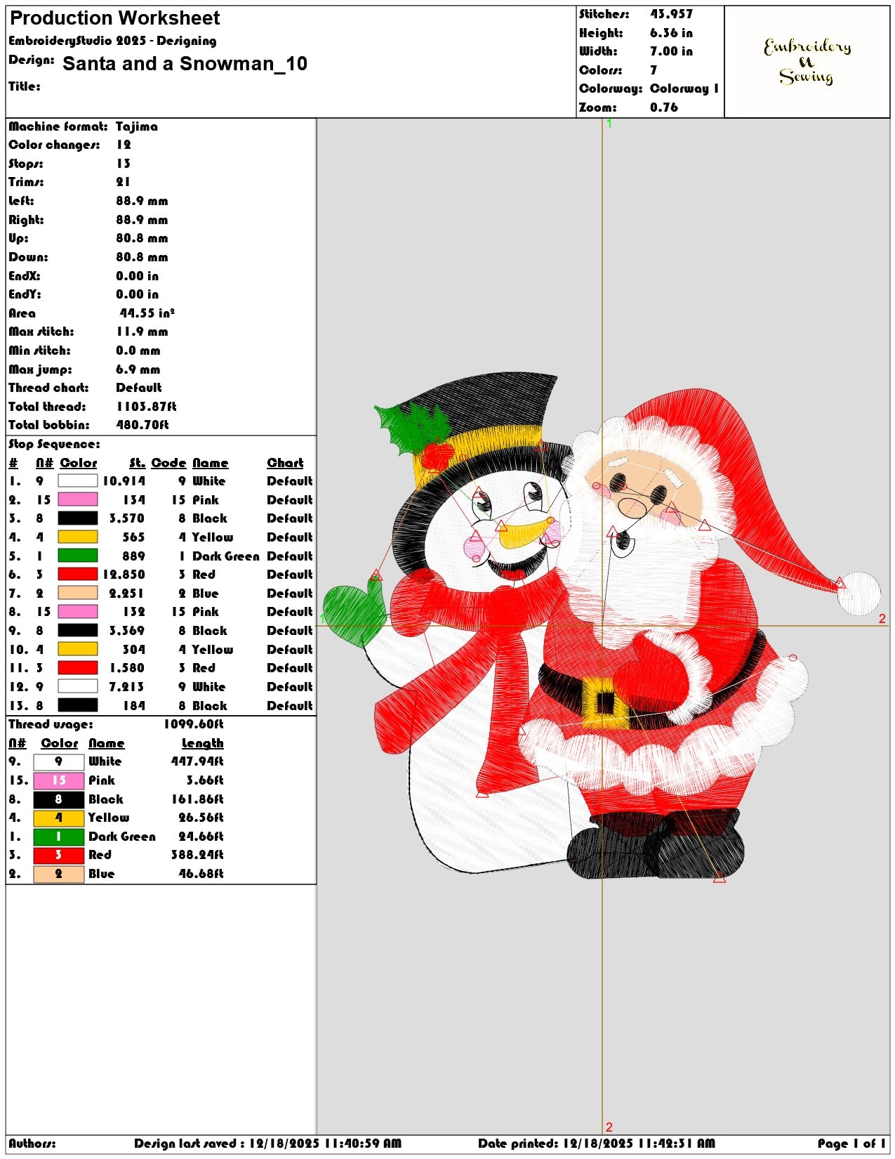 Santa and a Snowman- Elegant embroidery design file - instant download — view 3