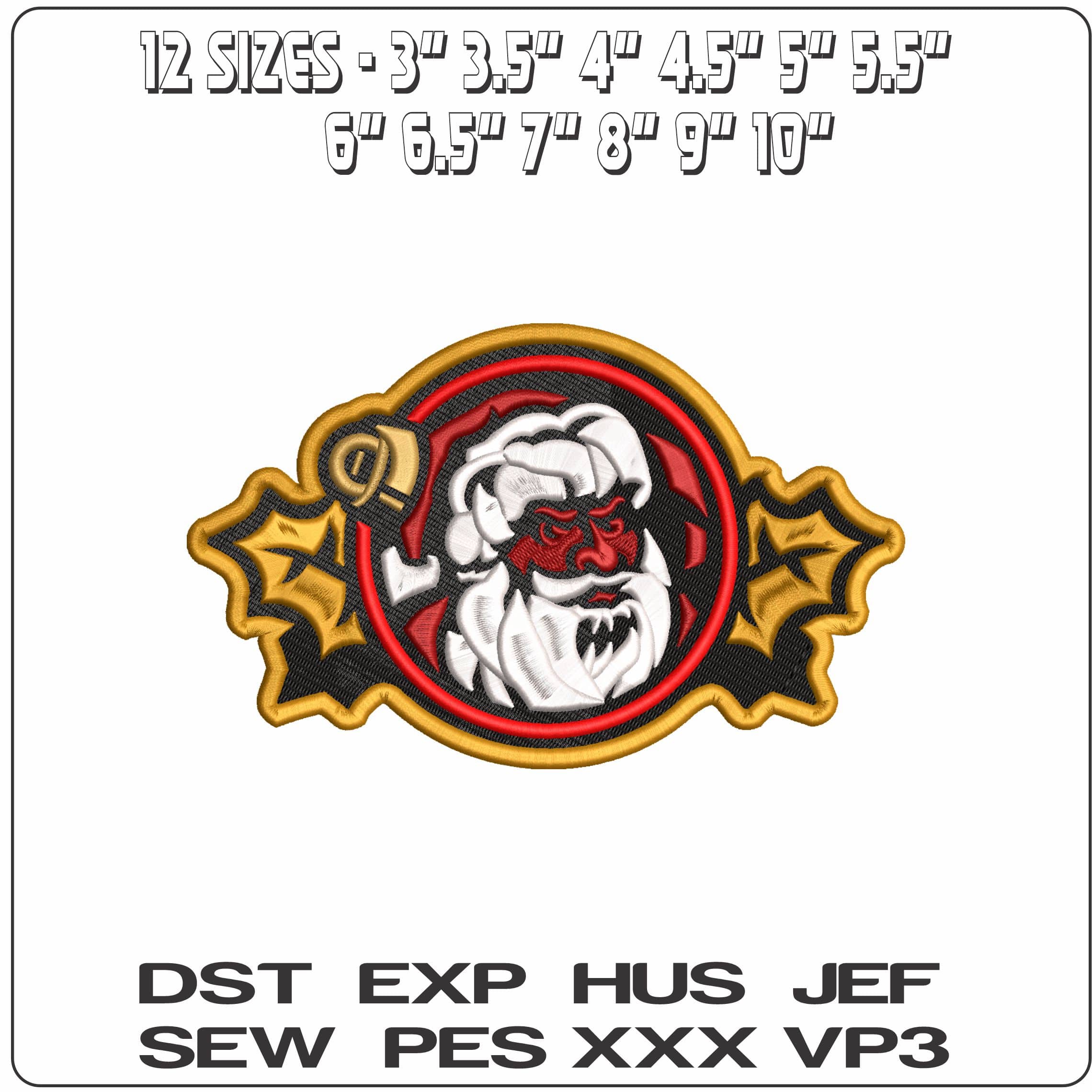 Santa Claus in Golden Wreath- Elegant embroidery design file - instant download — view 2