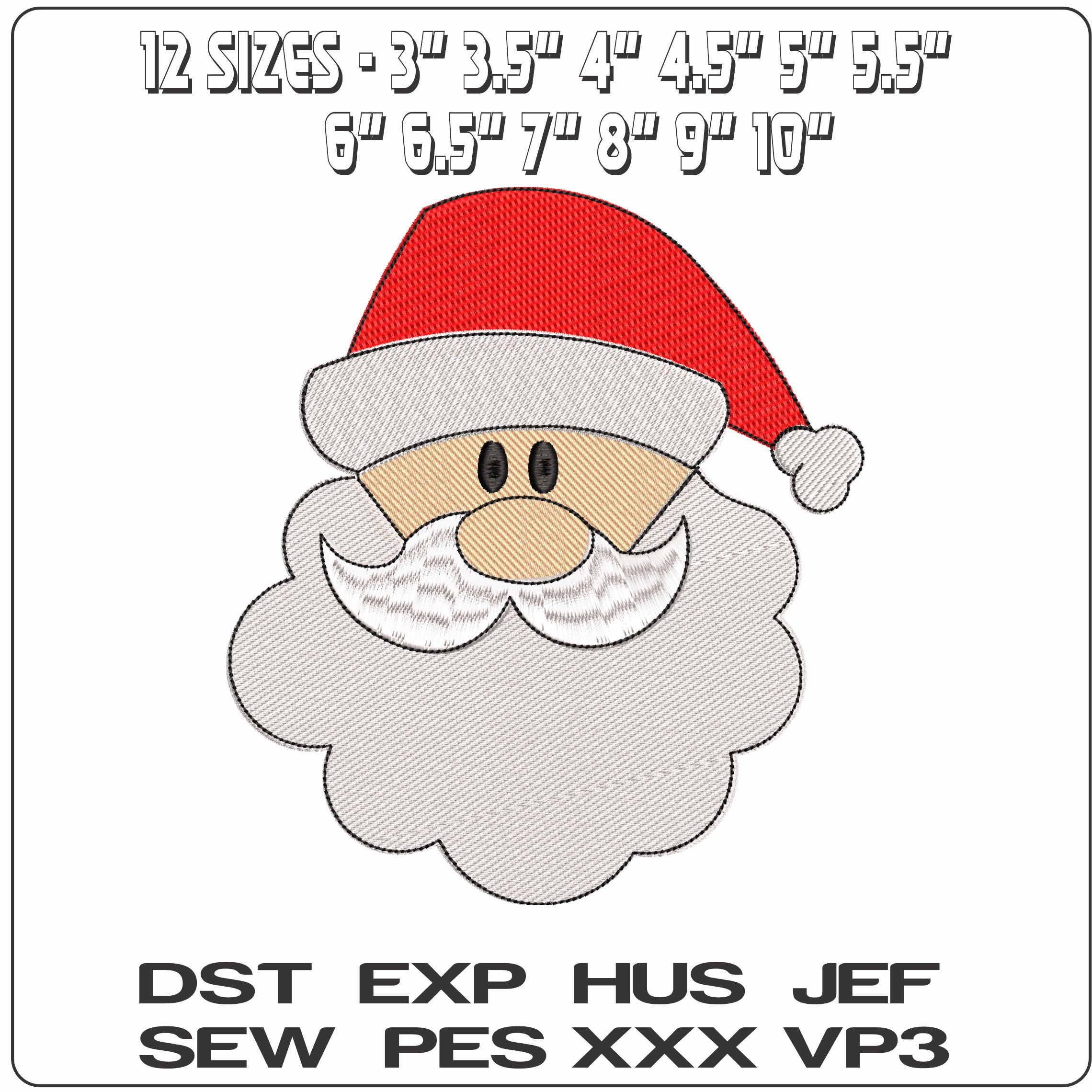 Santa Face- Elegant embroidery design file - instant download — view 2