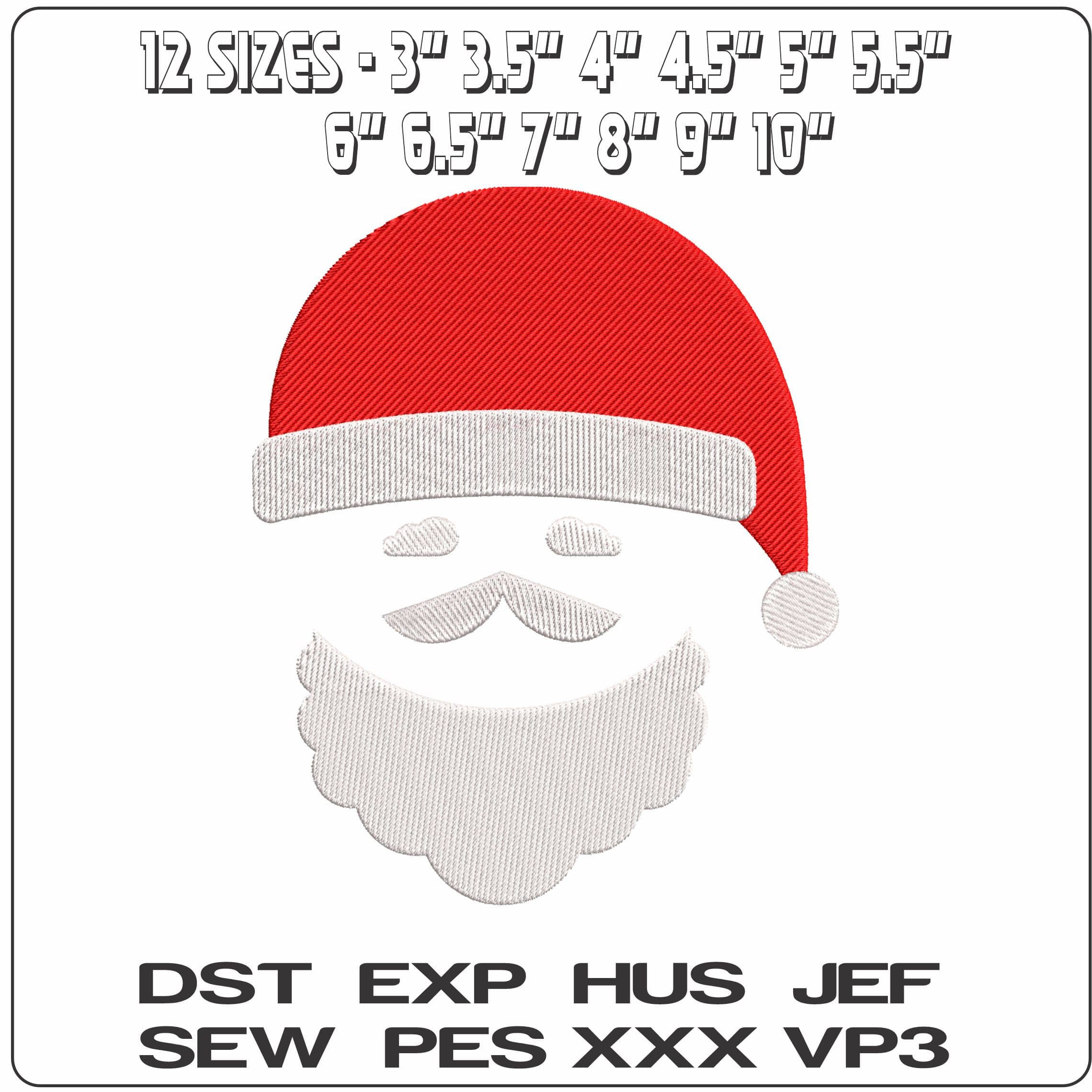 Santa Face Outline- Elegant embroidery design file - instant download — view 2