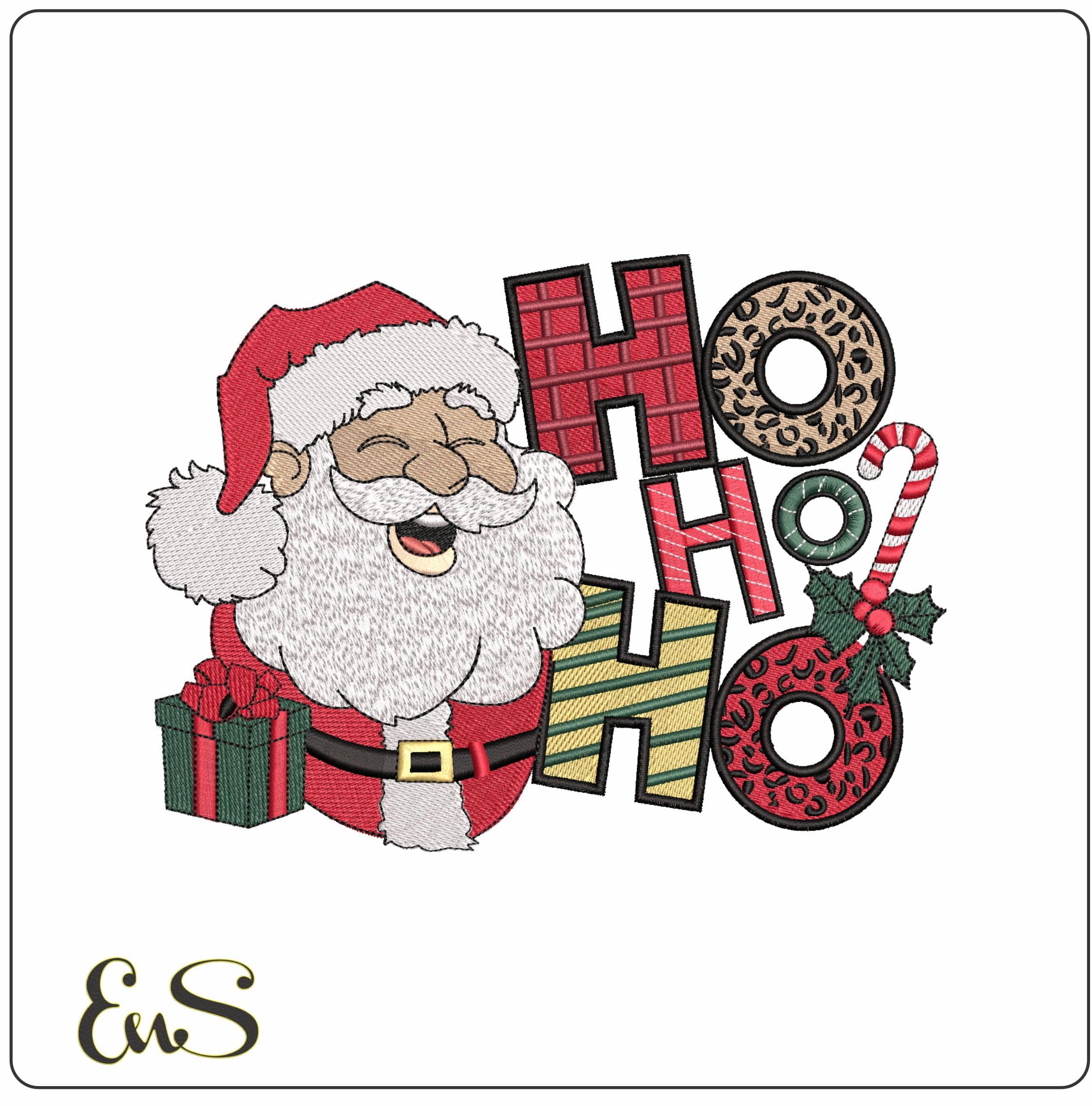 Santa Head Ho Ho Ho- Elegant embroidery design file - instant download