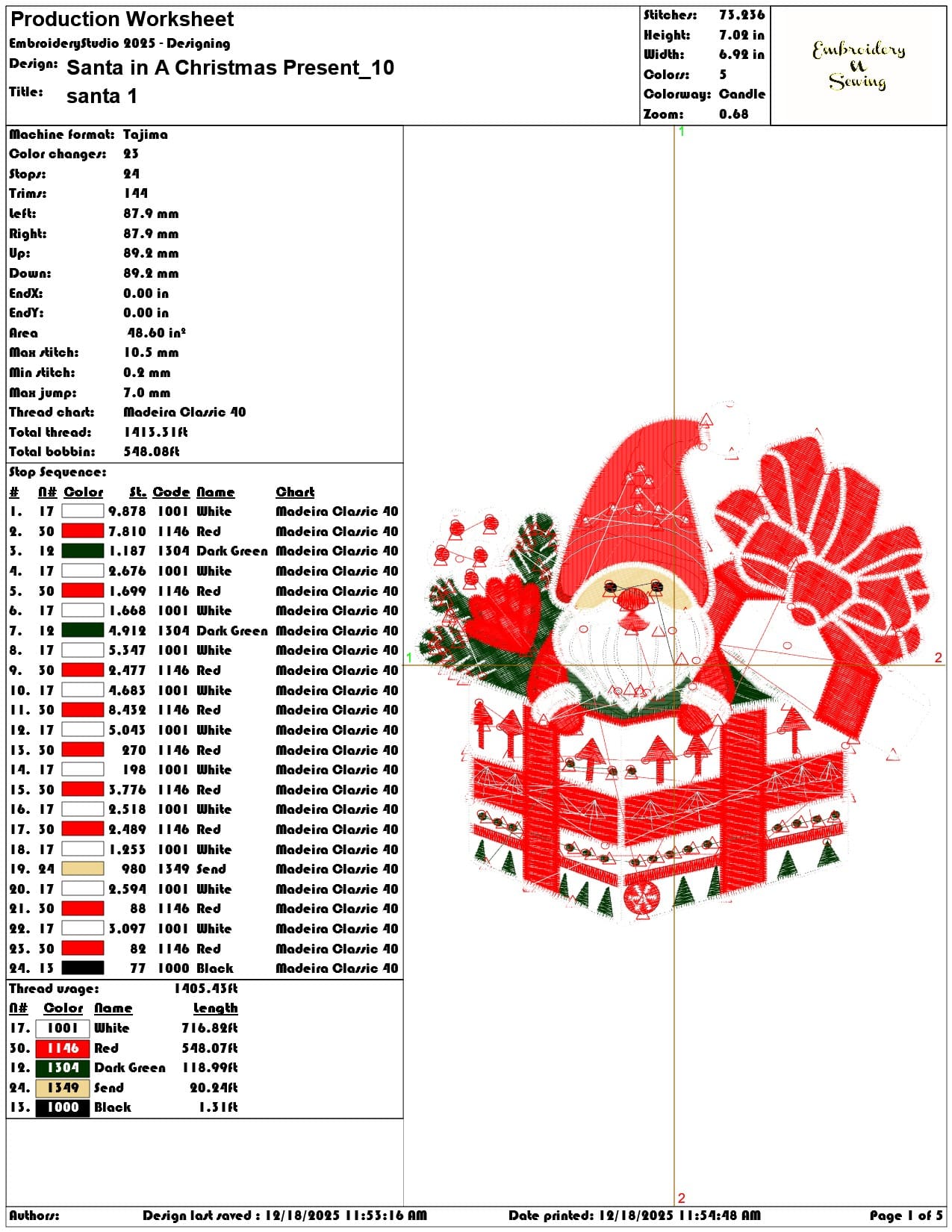 Santa in A Christmas Present- Elegant embroidery design file - instant download — view 3