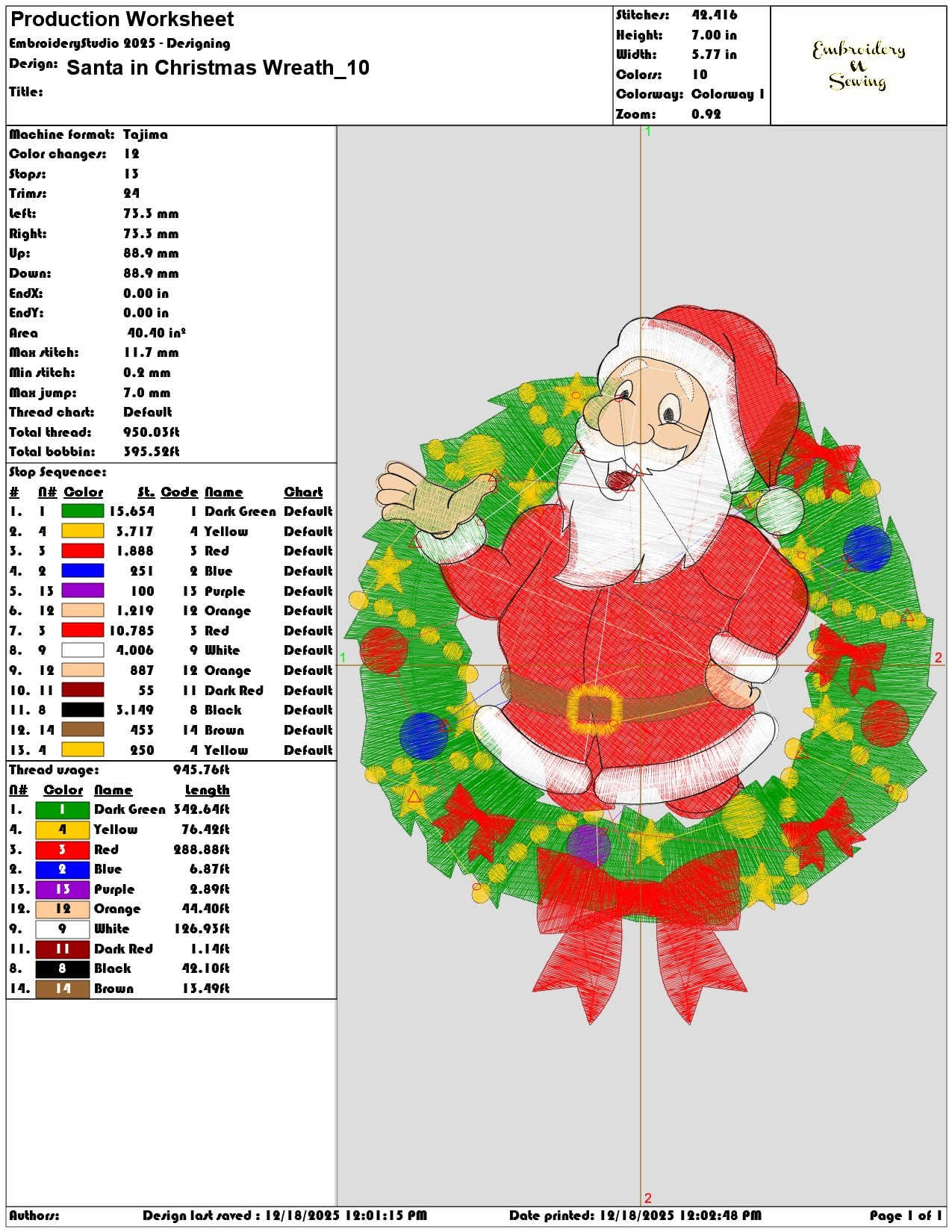 Santa in Christmas Wreath- Elegant embroidery design file - instant download — view 3