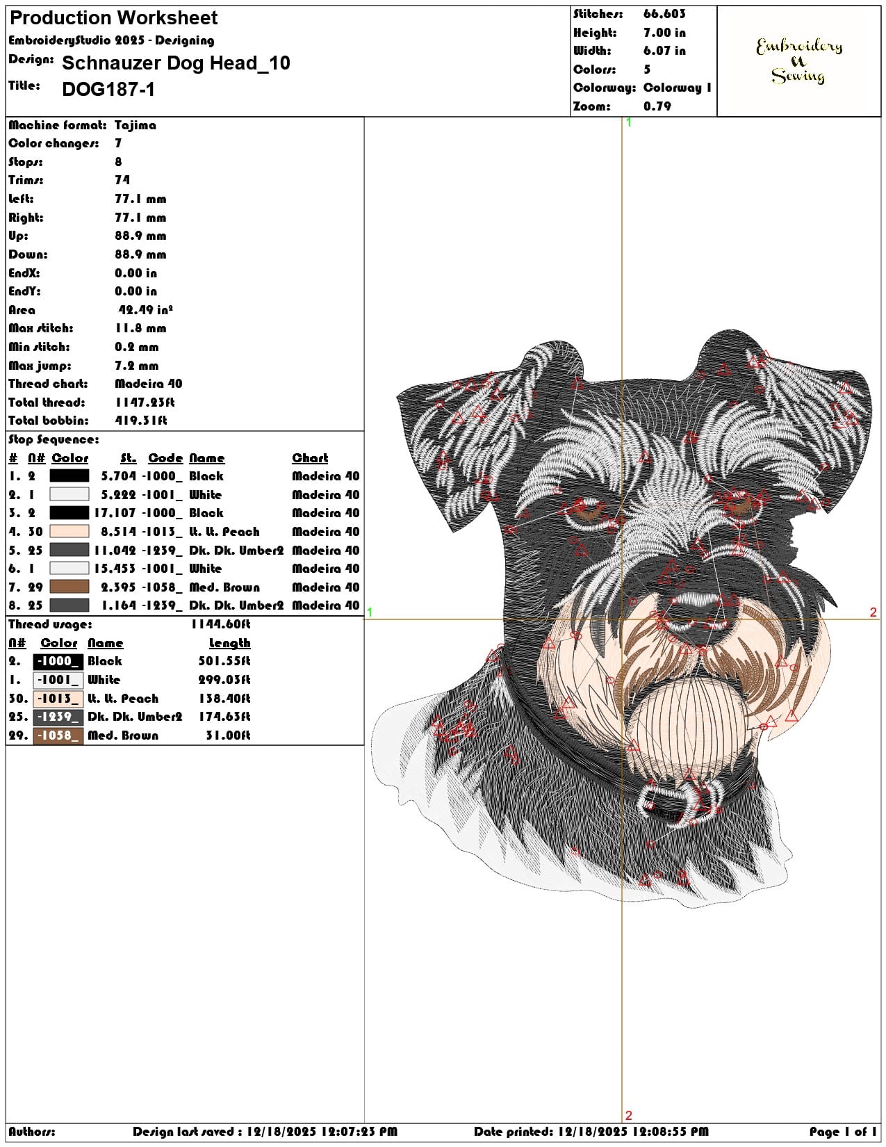 Schnauzer Dog Head- Elegant embroidery design file - instant download — view 3