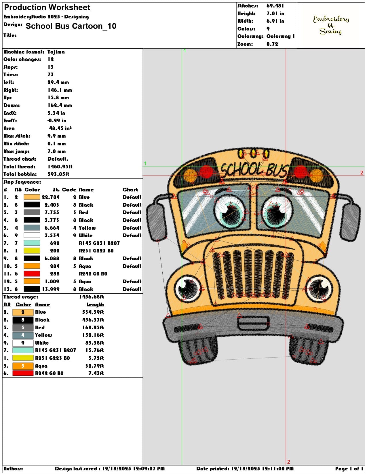 School Bus Cartoon- Elegant embroidery design file - instant download — view 3