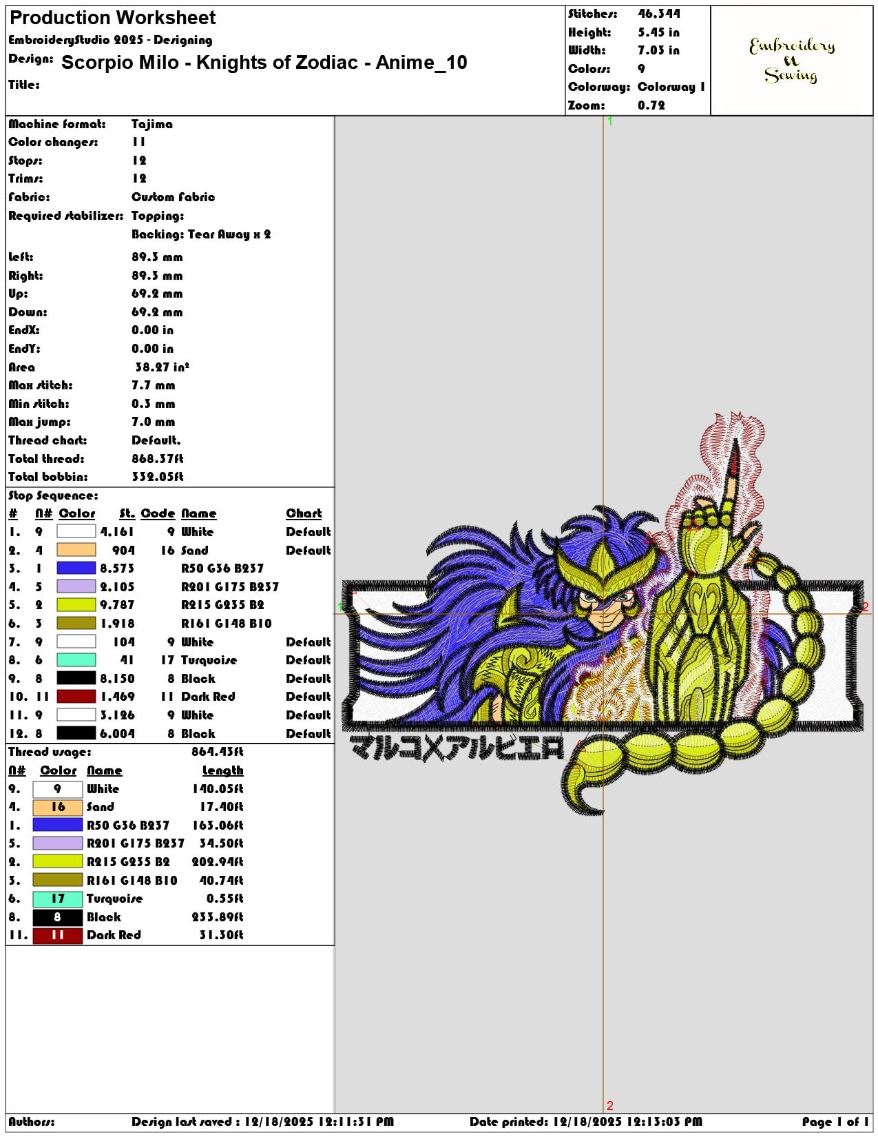 Scorpio Milo Knights of Zodiac Anime- Elegant embroidery design file - instant download — view 3