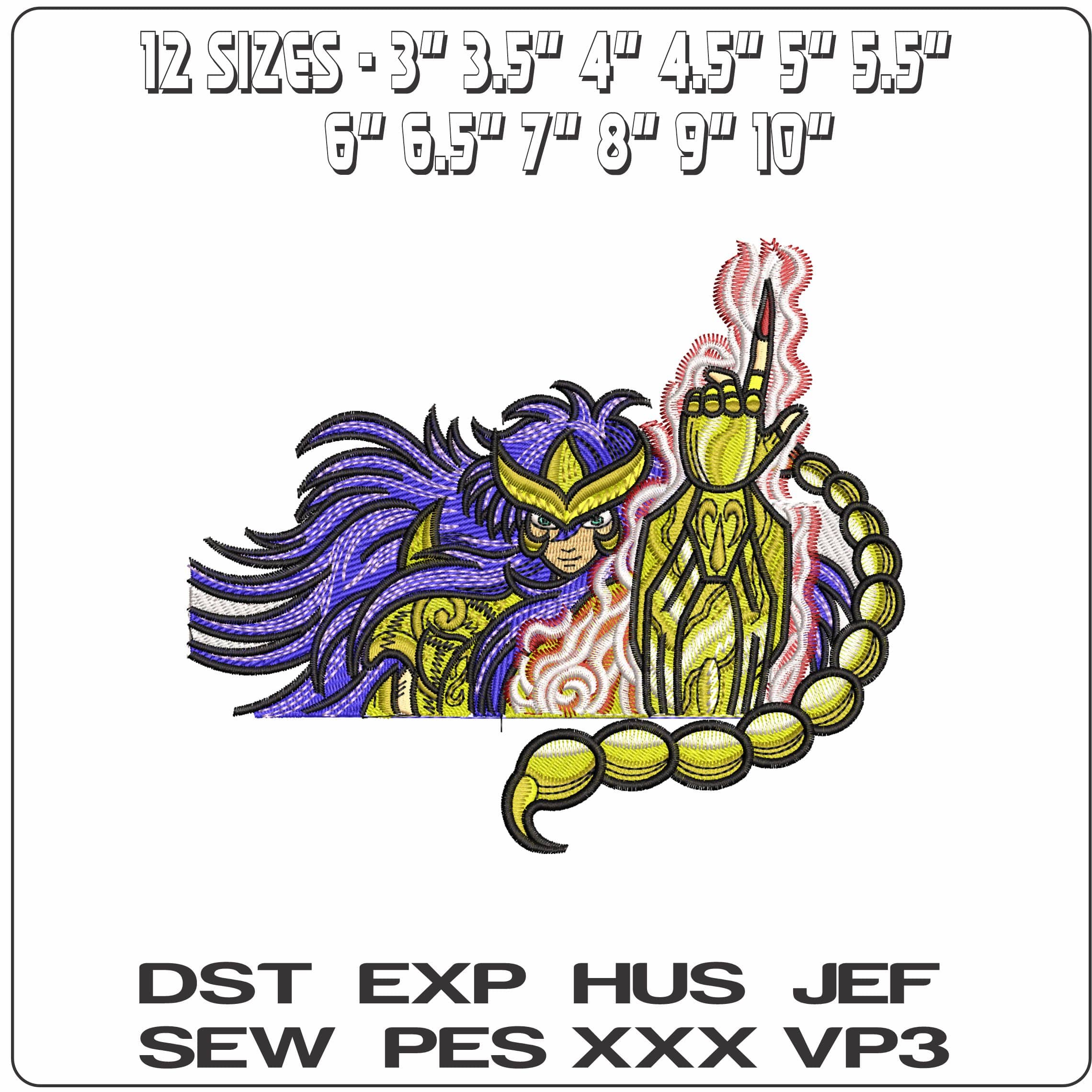 Scorpio Milo Tale Knights of Zodiac Anime- Elegant embroidery design file - instant download — view 2