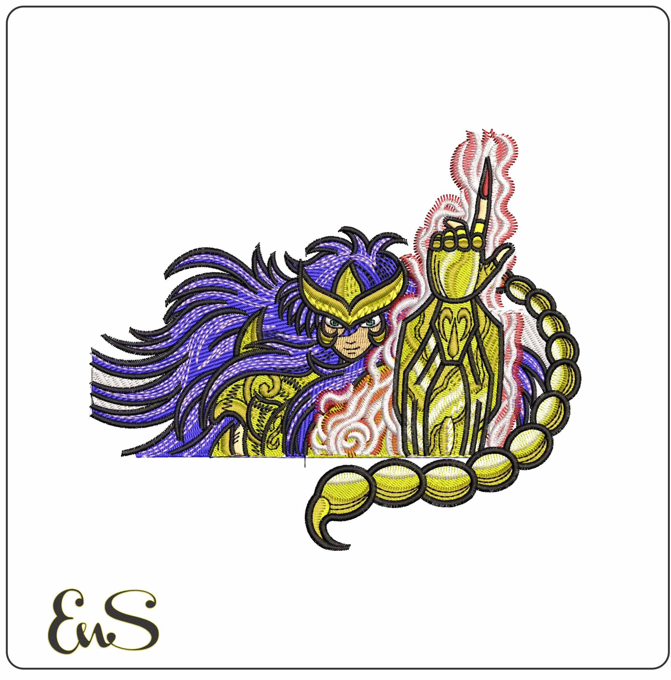 Scorpio Milo Tale Knights of Zodiac Anime- Elegant embroidery design file - instant download