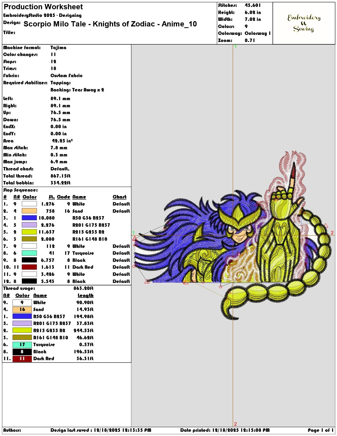Scorpio Milo Tale Knights of Zodiac Anime- Elegant embroidery design file - instant download — view 3