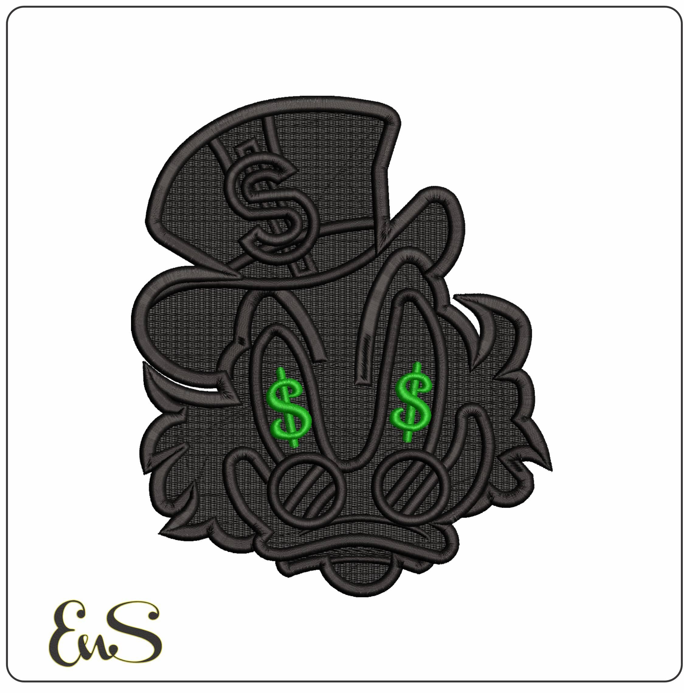 Scrooge McDuck Dollars- Elegant embroidery design file - instant download