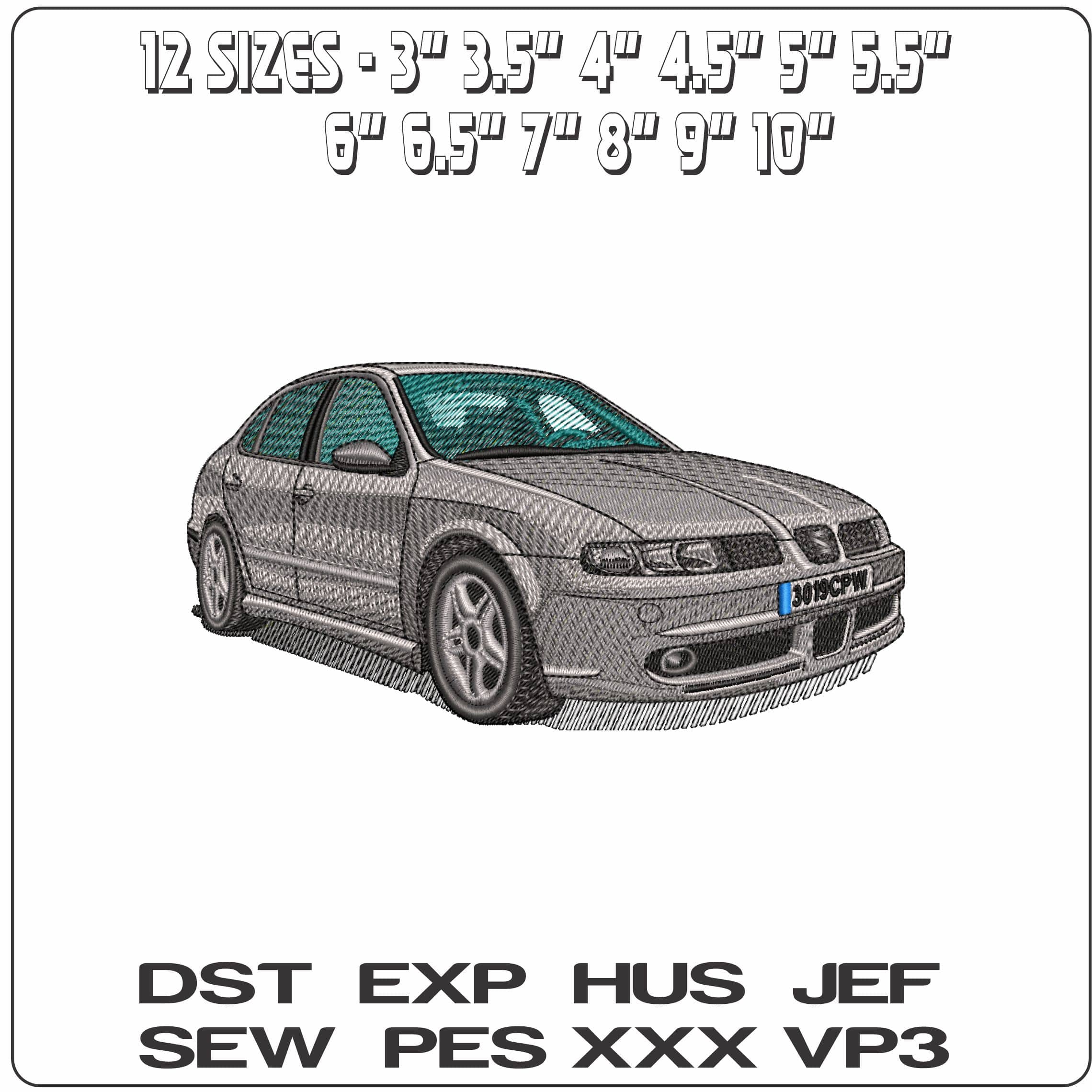 Seat Leon Grey- Elegant embroidery design file - instant download — view 2