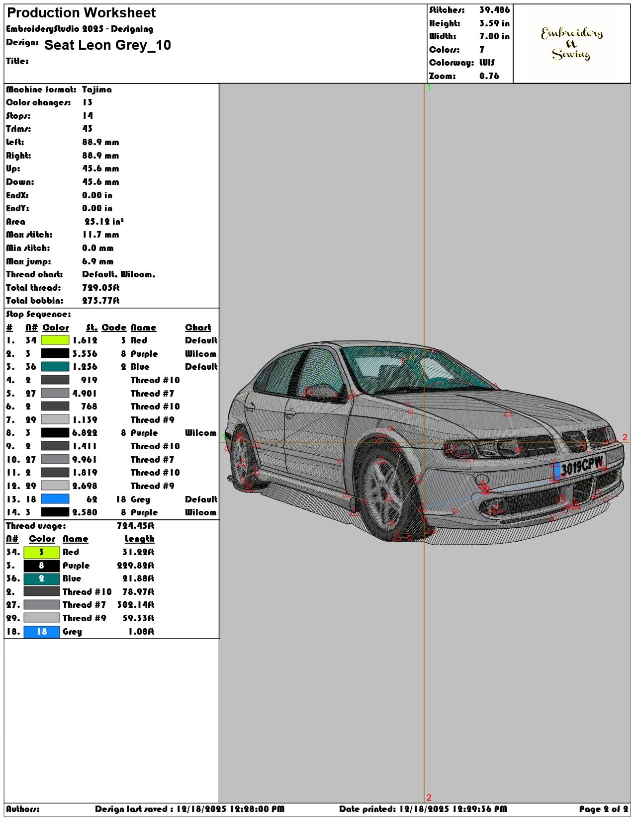 Seat Leon Grey- Elegant embroidery design file - instant download — view 4
