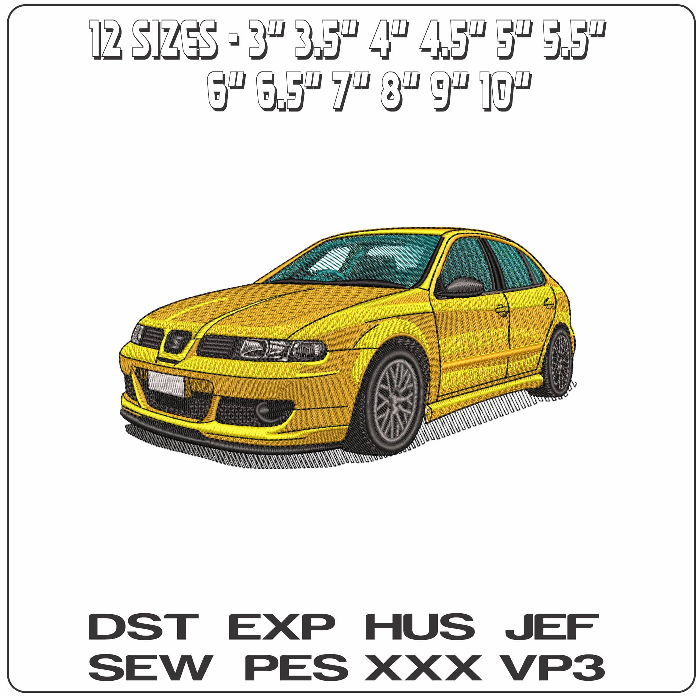 Seat Leon Yellow- Elegant embroidery design file - instant download — view 2