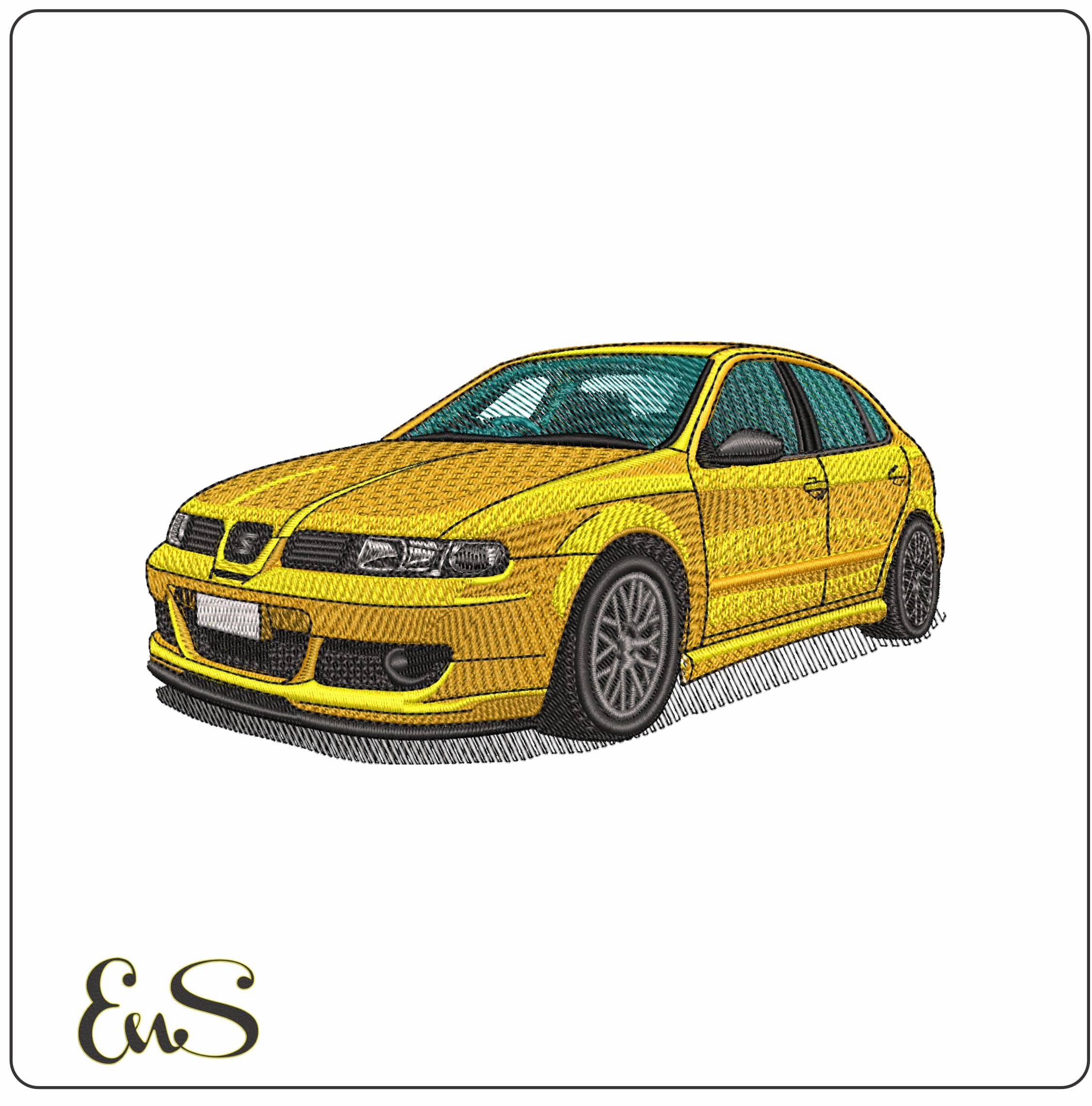 Seat Leon Yellow- Elegant embroidery design file - instant download