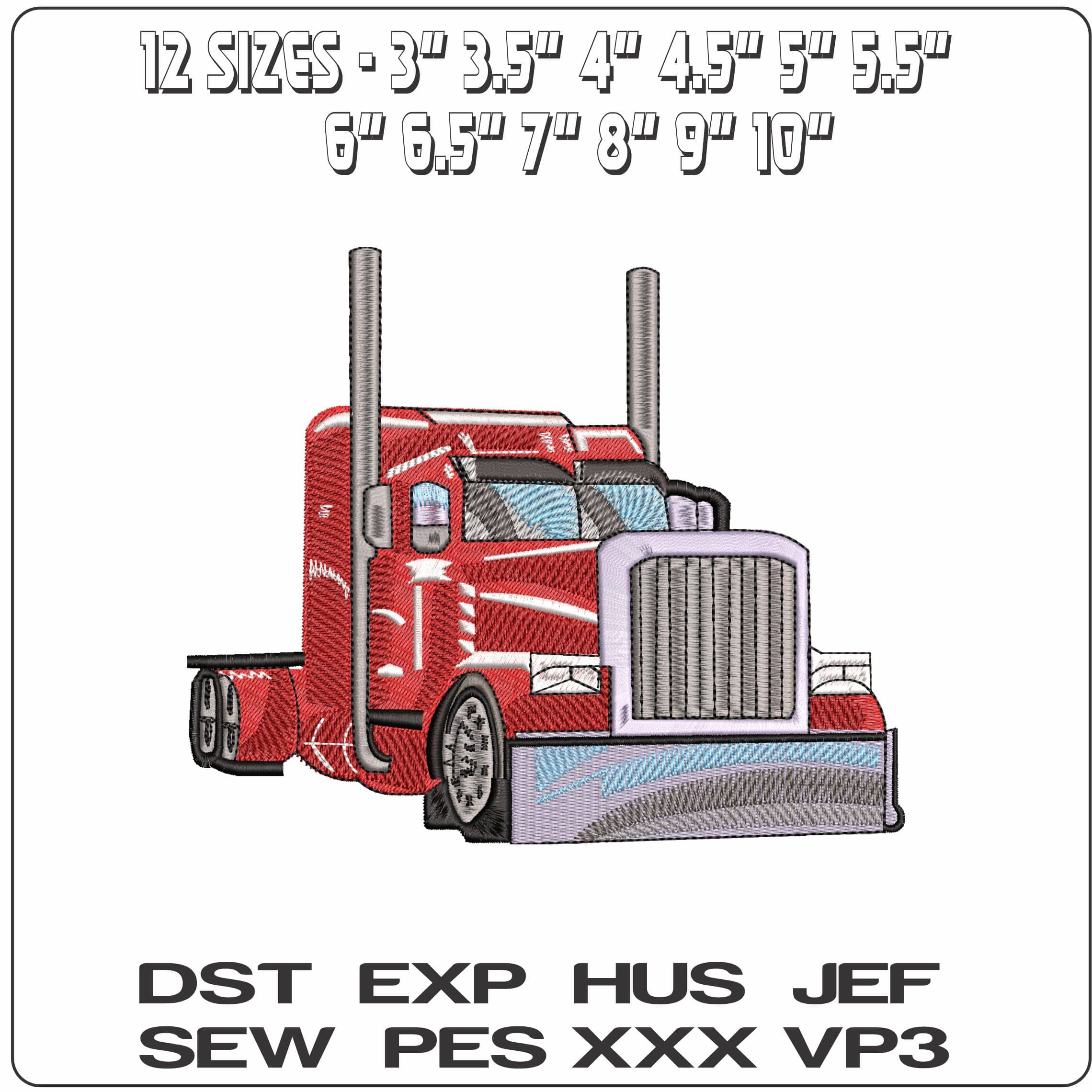 Semi Truck- Elegant embroidery design file - instant download — view 2