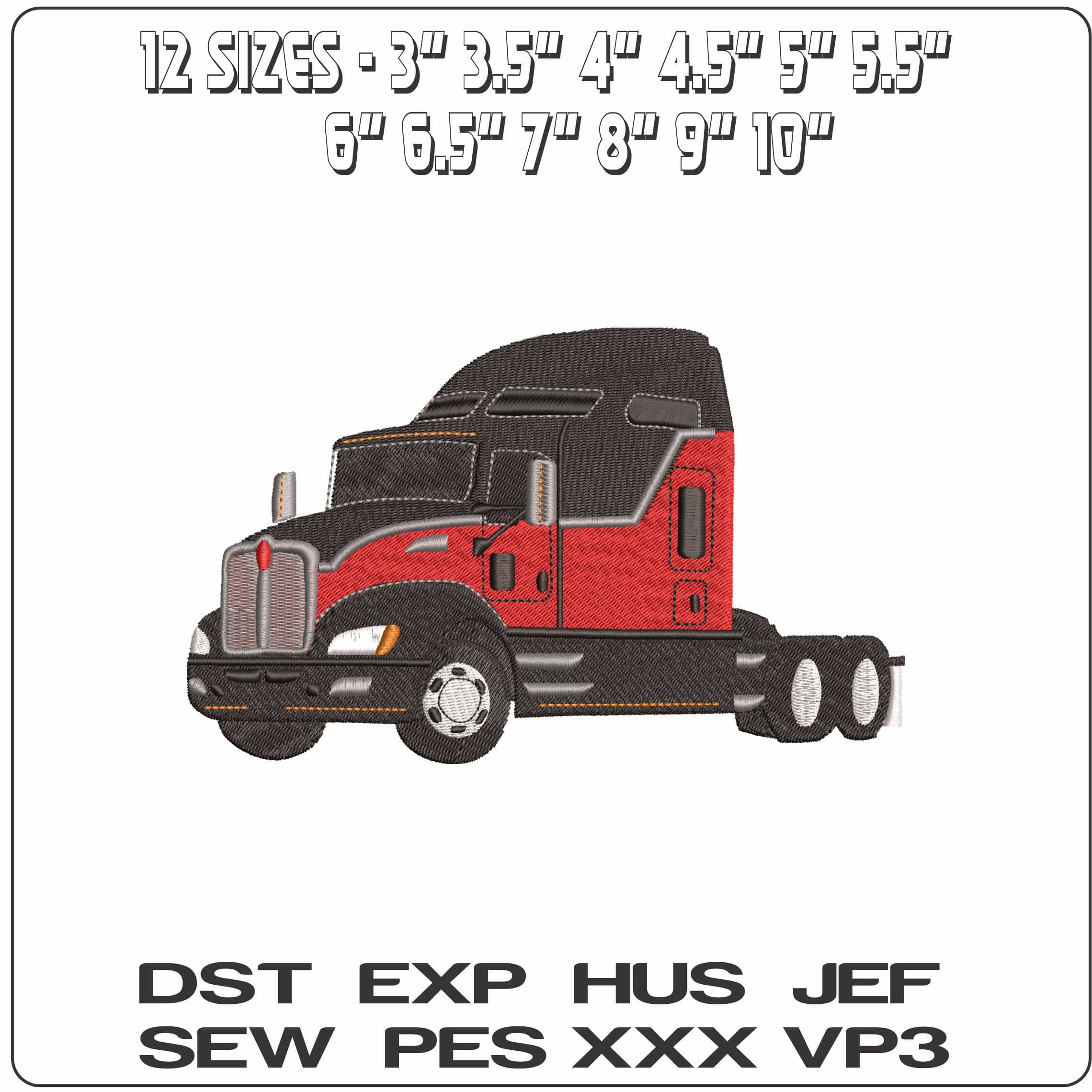 Semi Truck Cab- Elegant embroidery design file - instant download — view 2