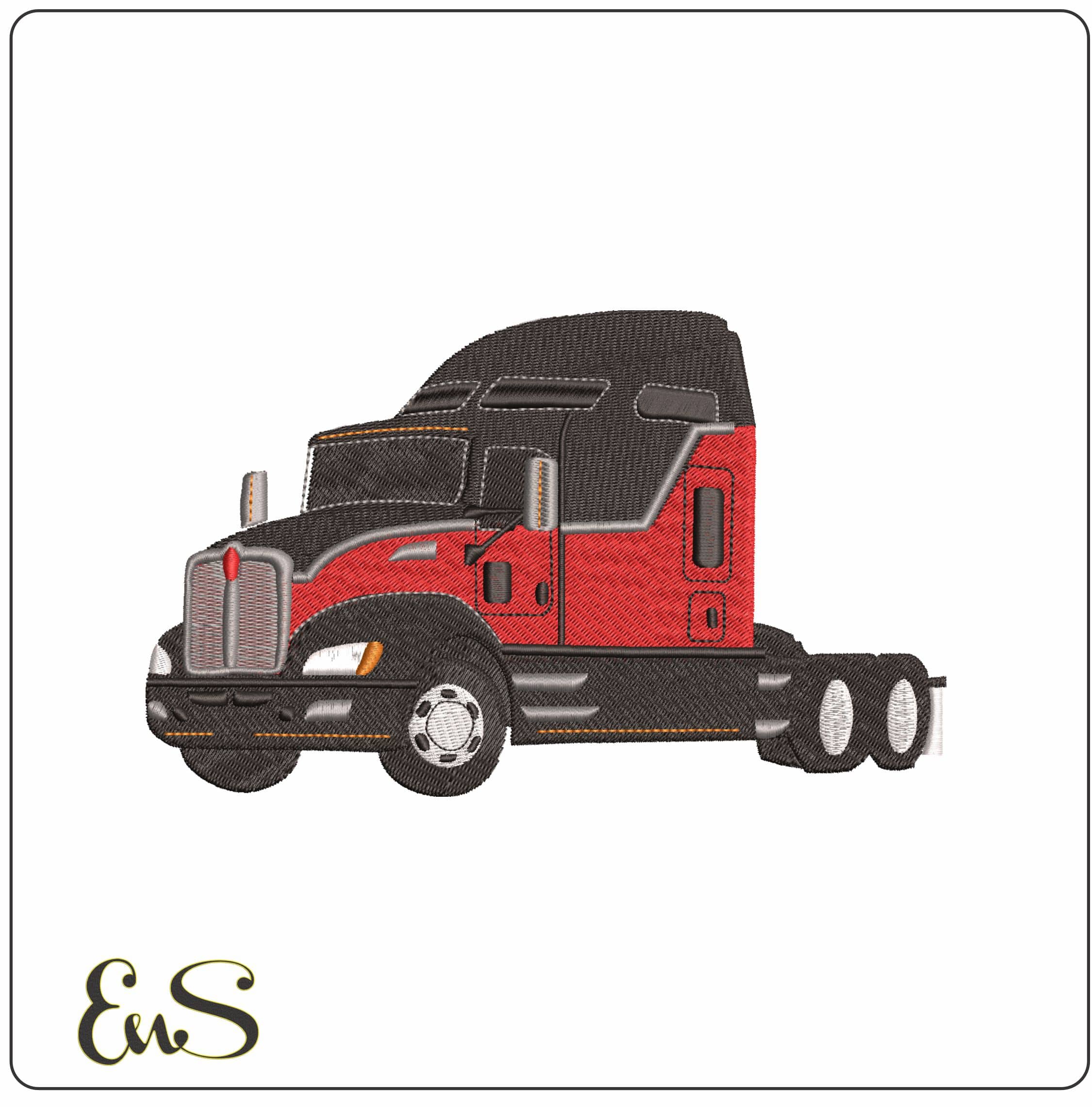Semi Truck Cab- Elegant embroidery design file - instant download