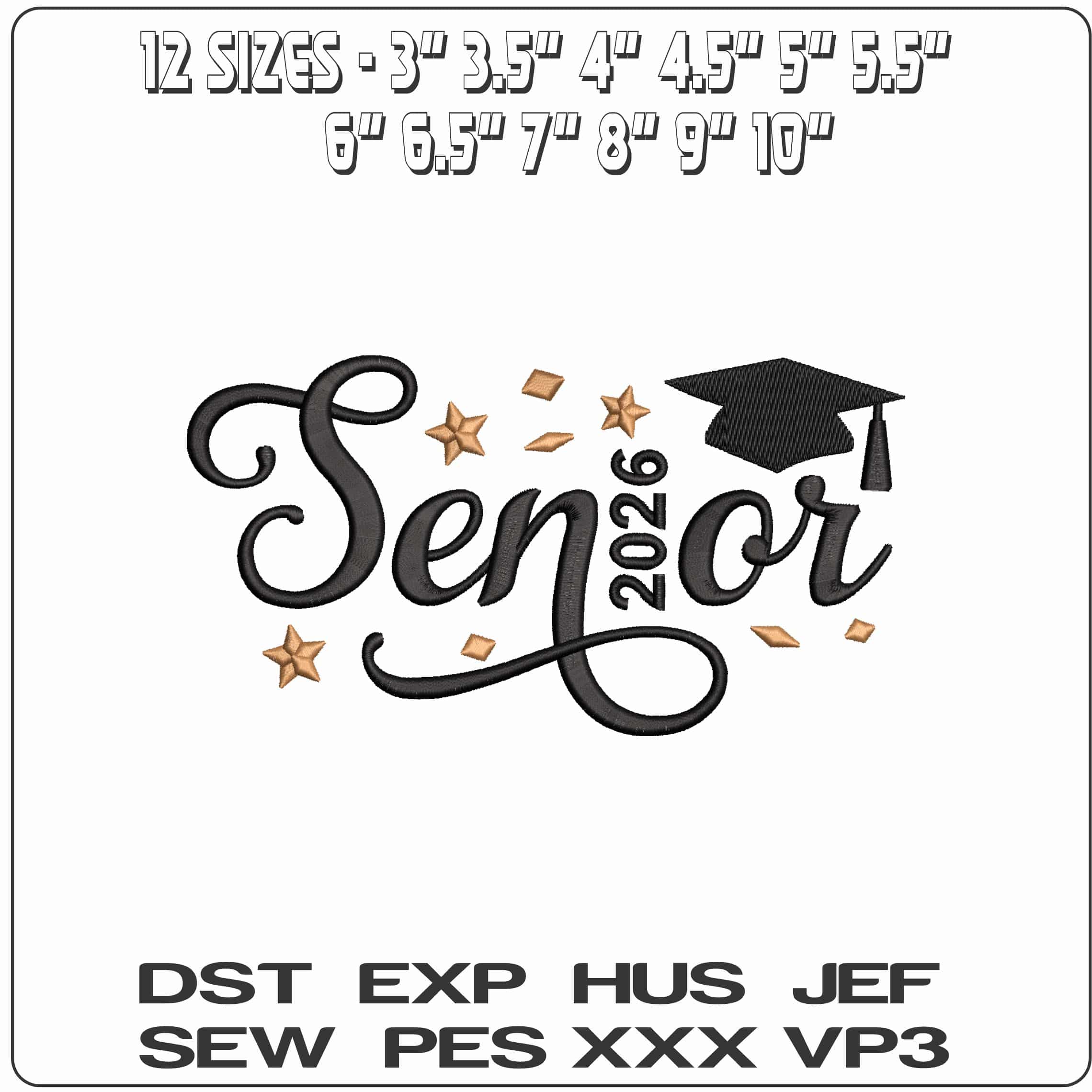 Senior 2026- Elegant embroidery design file - instant download — view 2