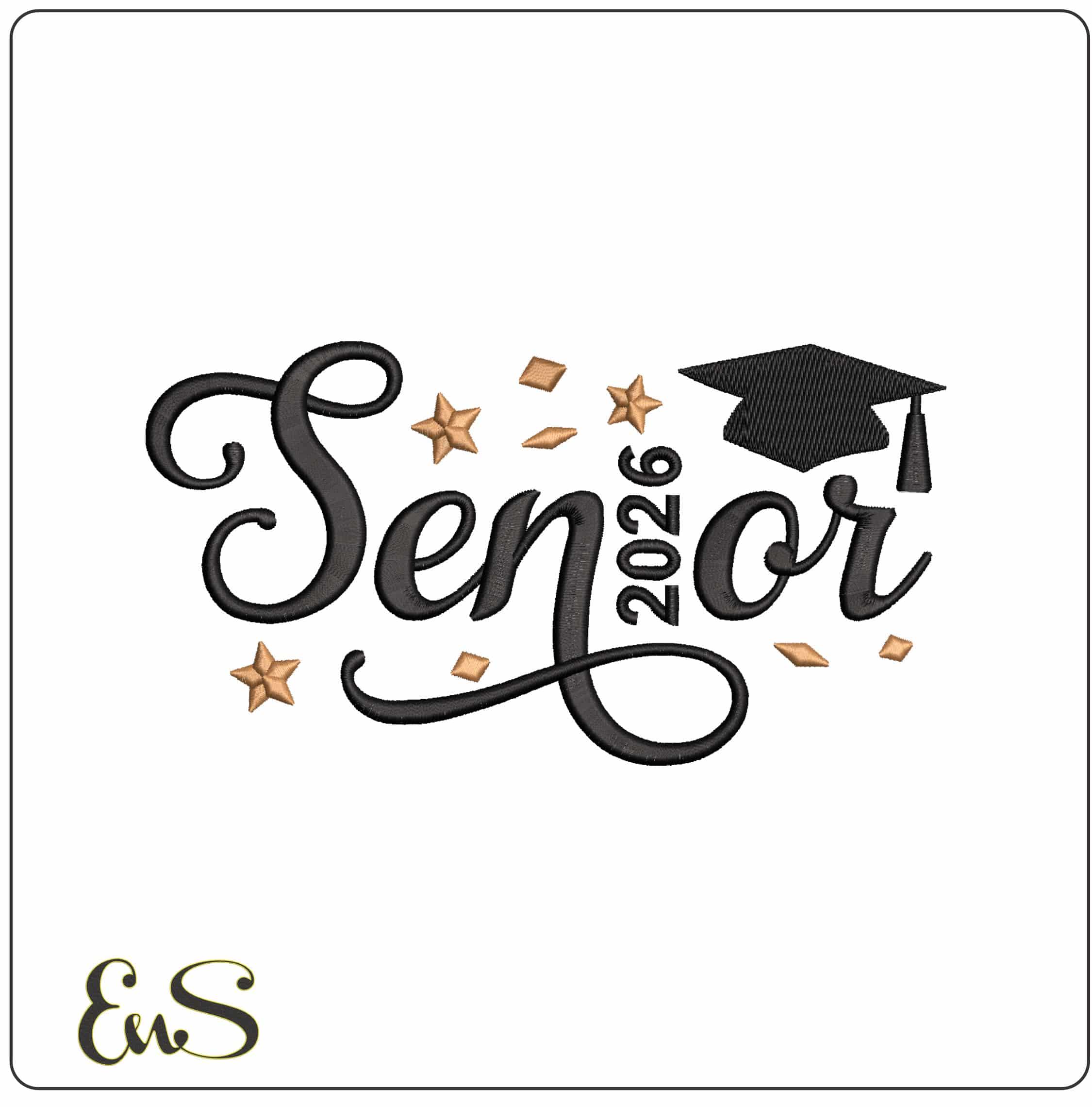 Senior 2026- Elegant embroidery design file - instant download