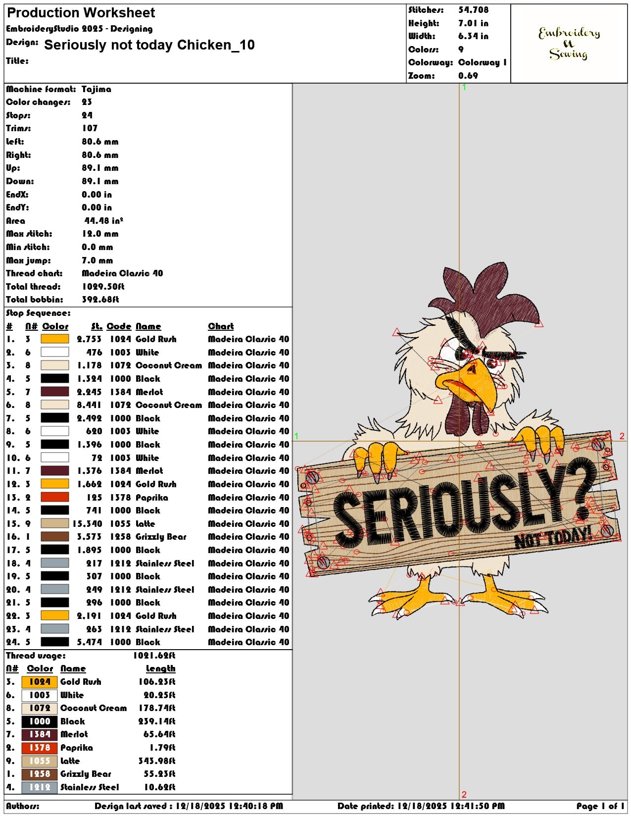Seriously not today Chicken- Elegant embroidery design file - instant download — view 3