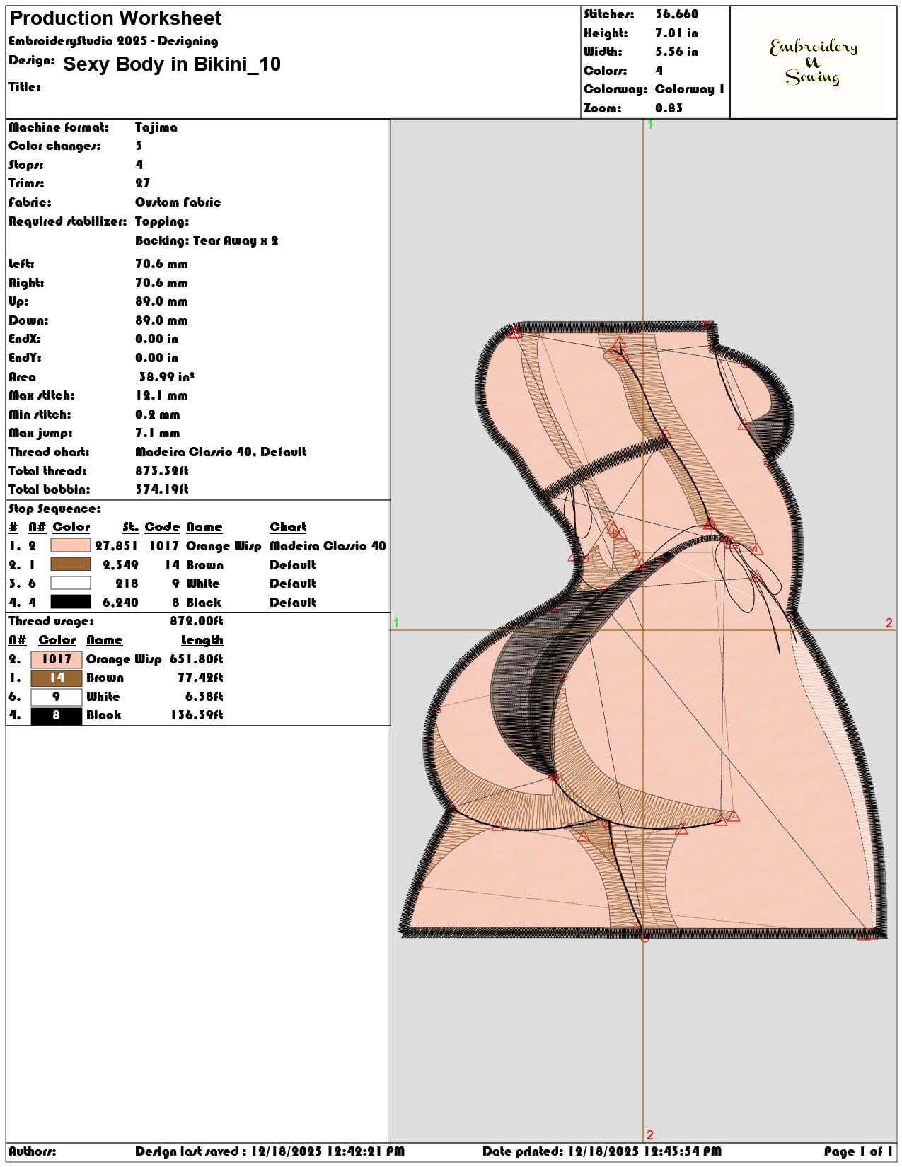 Sexy Body in Bikini- Elegant embroidery design file - instant download — view 3