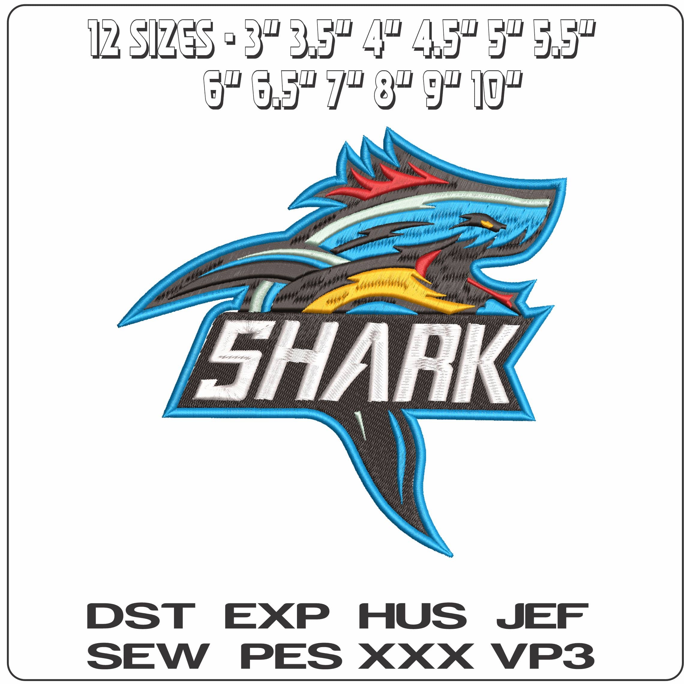 Shark Logo- Elegant embroidery design file - instant download — view 2