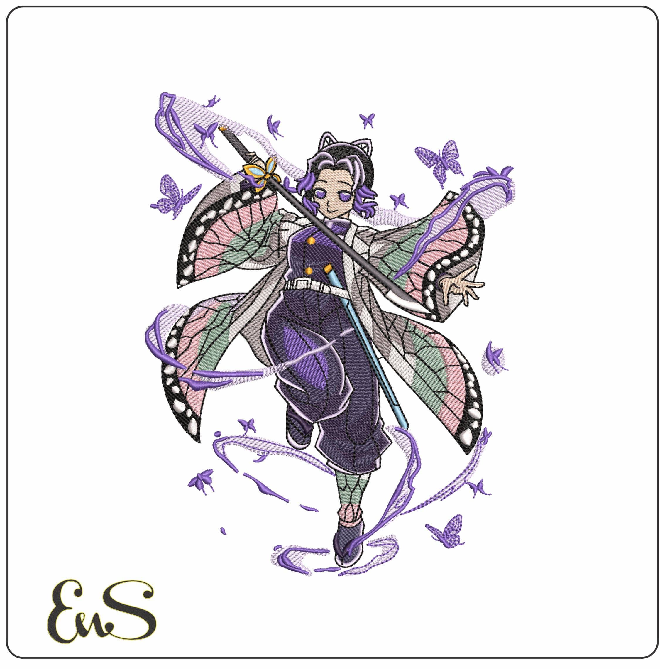 Shinobu Kocho Demon Slayer Kimetsu no Yaiba Anime- Elegant embroidery design file - instant download