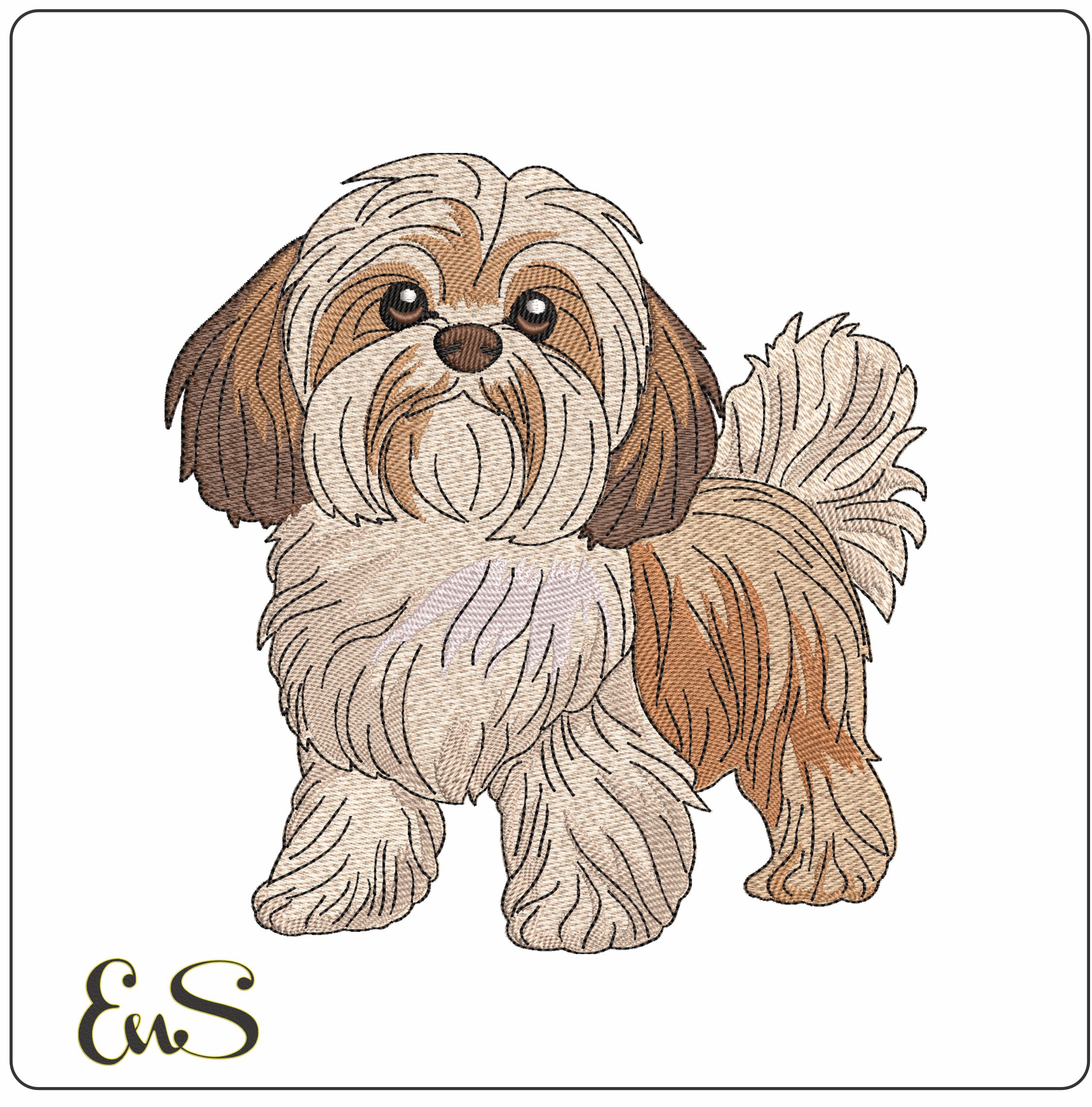 Shitsu Dog- Elegant embroidery design file - instant download