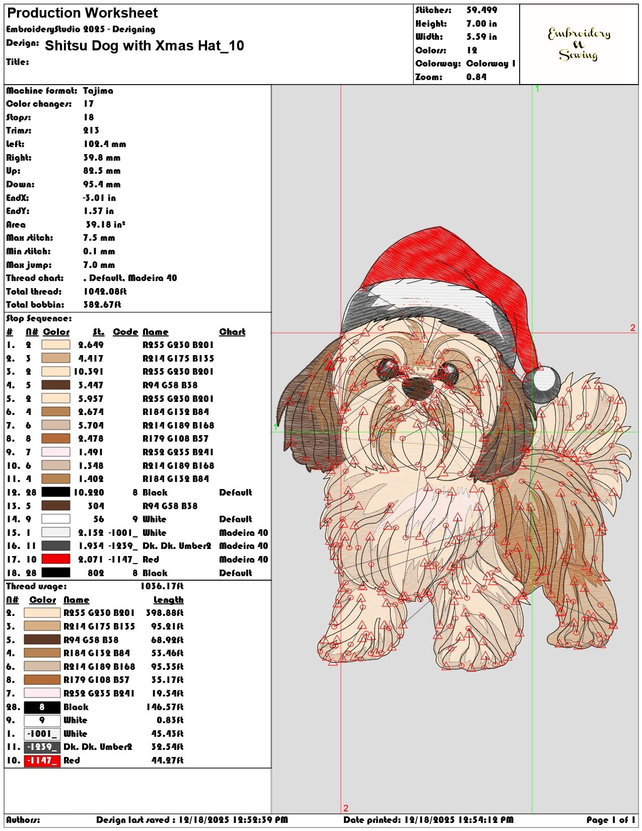Shitsu Dog with Xmas Hat- Elegant embroidery design file - instant download — view 3