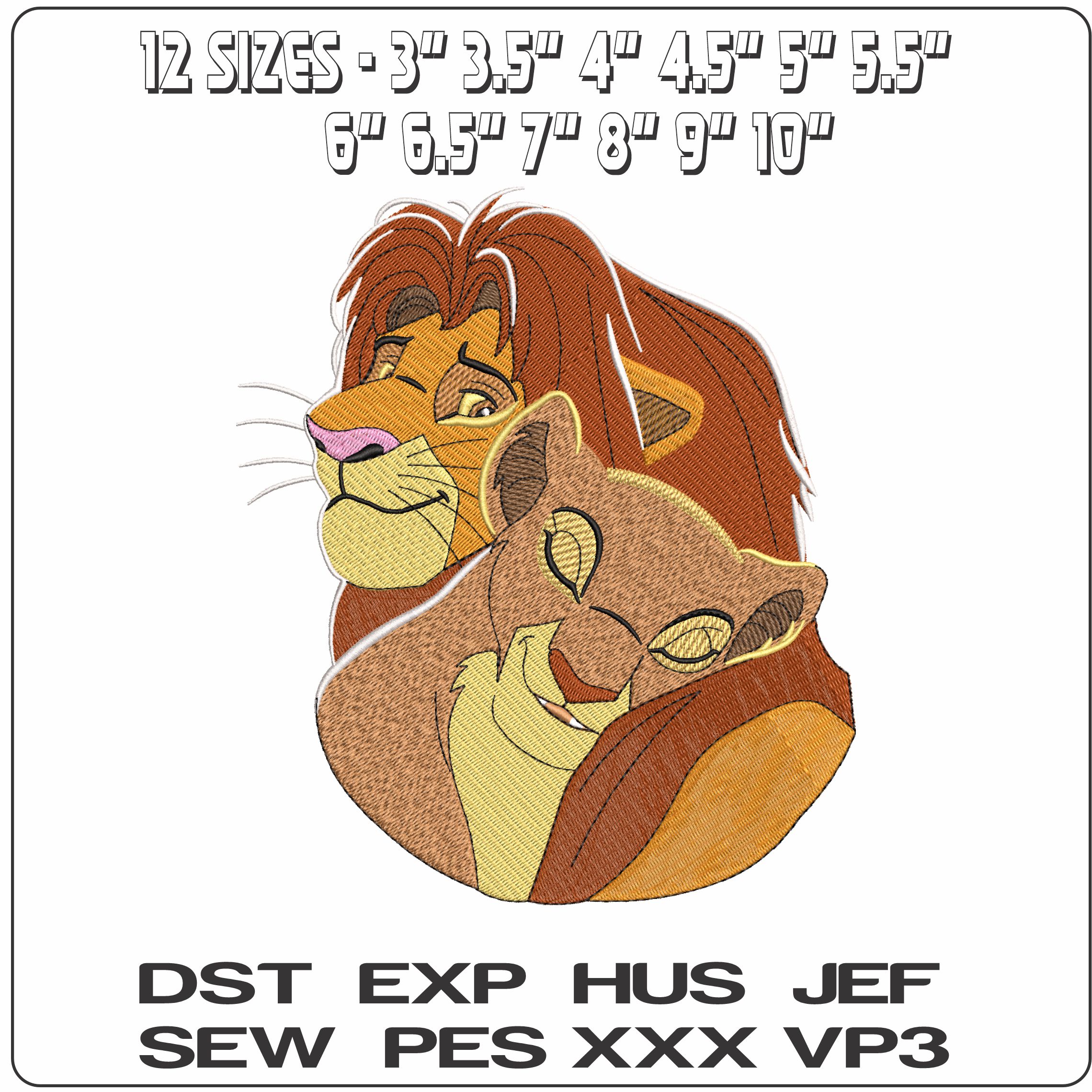 Simba and Nela Lion King- Elegant embroidery design file - instant download — view 2