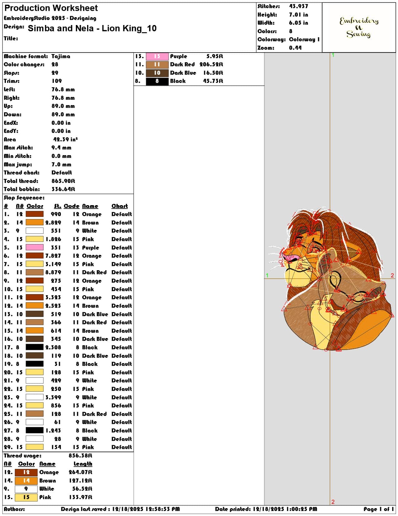 Simba and Nela Lion King- Elegant embroidery design file - instant download — view 3