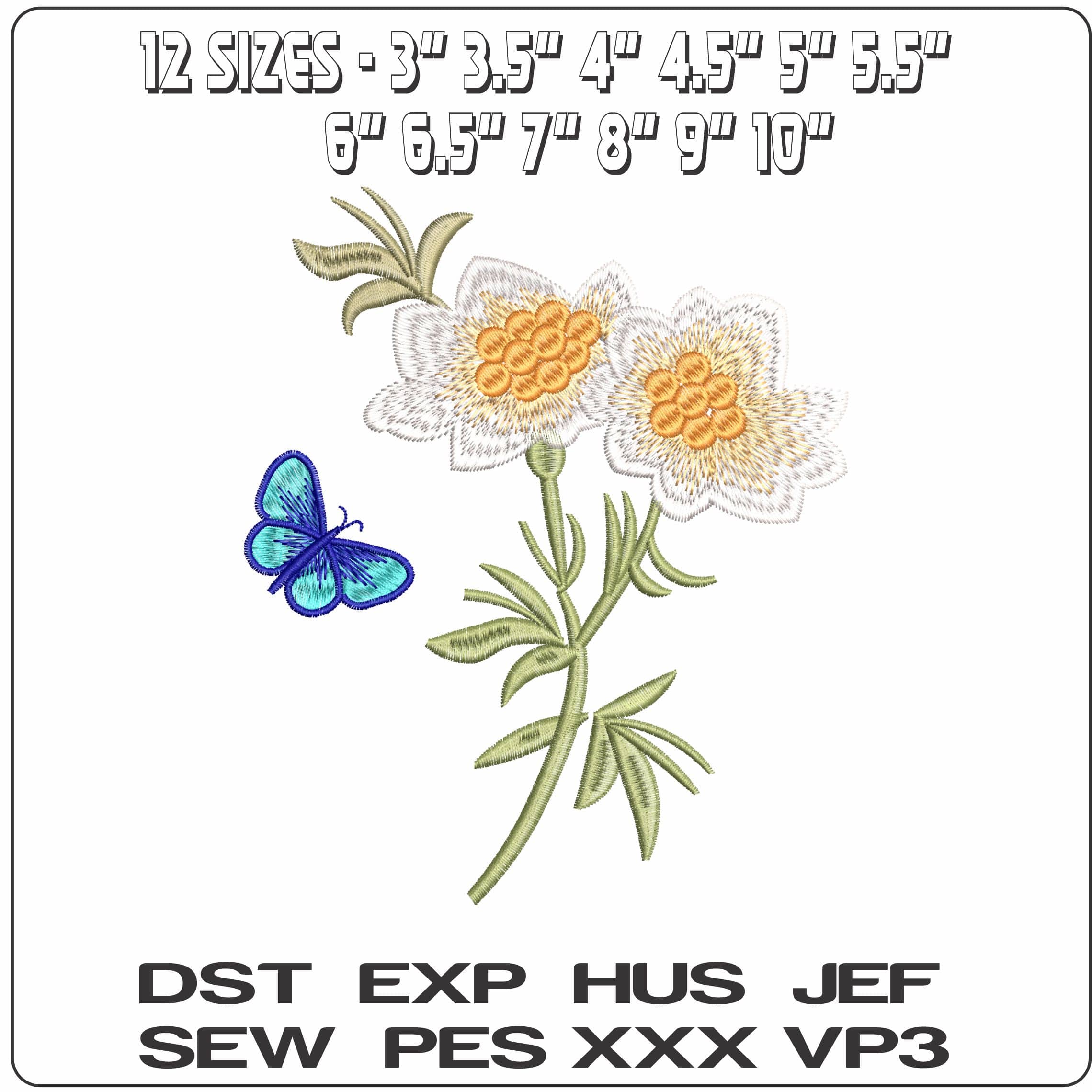 Simple Butterfly and Flower- Elegant embroidery design file - instant download — view 2