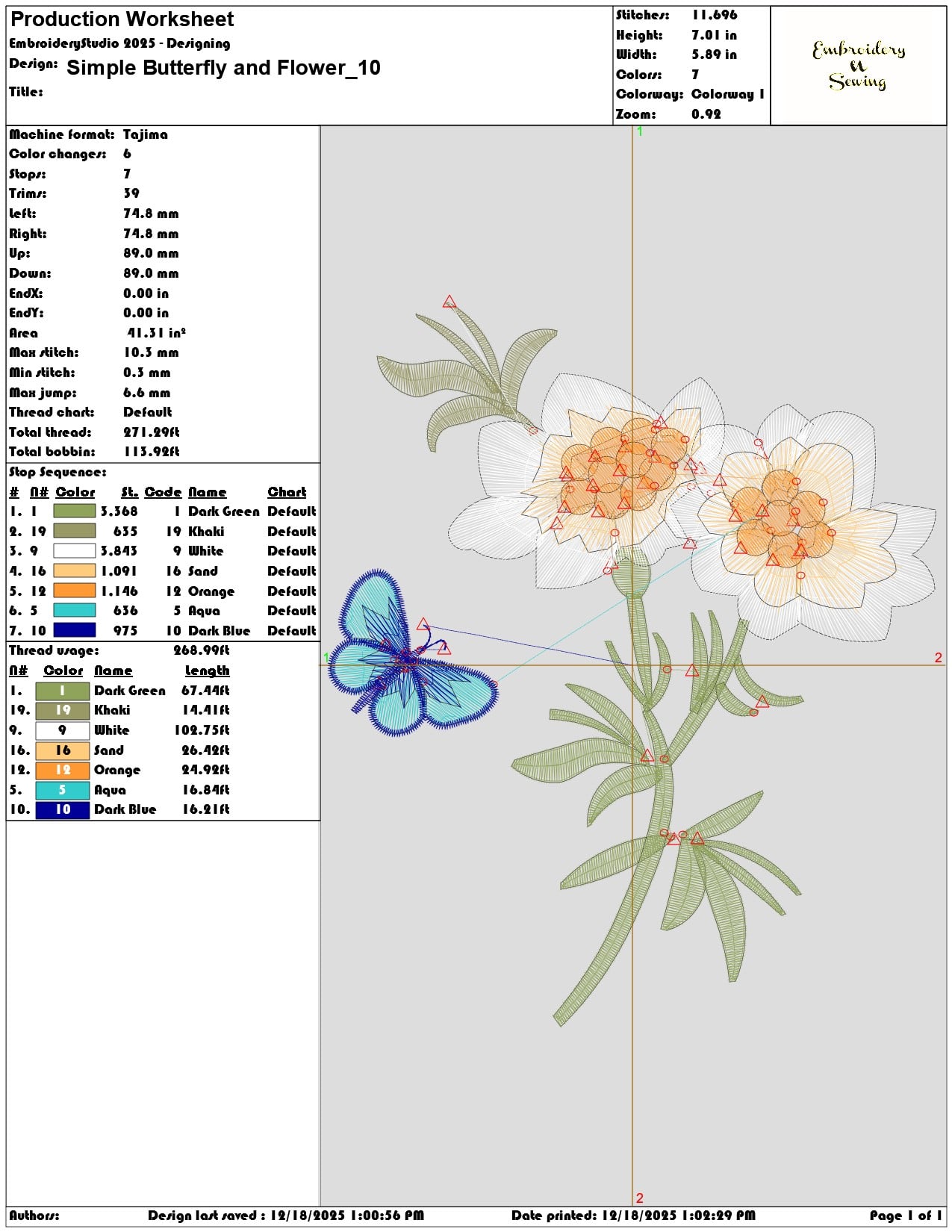 Simple Butterfly and Flower- Elegant embroidery design file - instant download — view 3