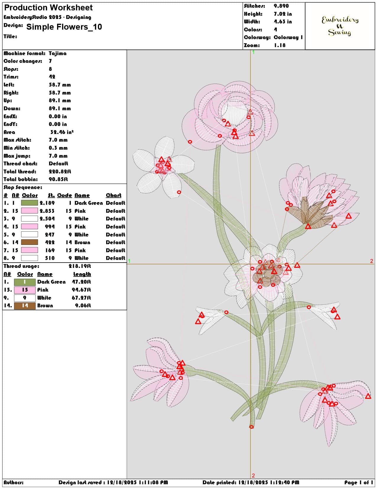 Simple Flowers- Elegant embroidery design file - instant download — view 3